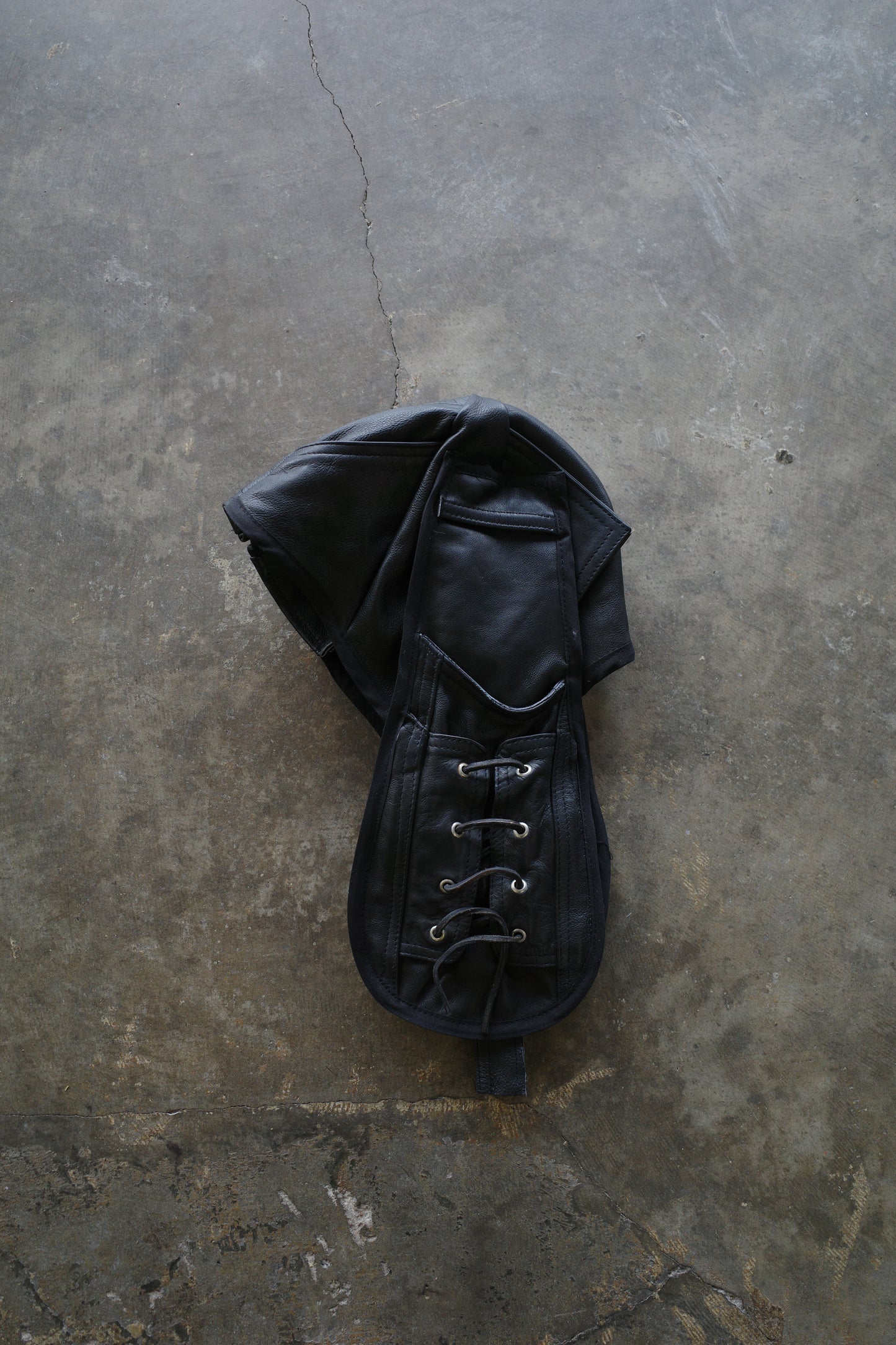 nag nag Bunny Ear Hat made with vintage Leather biker jacket