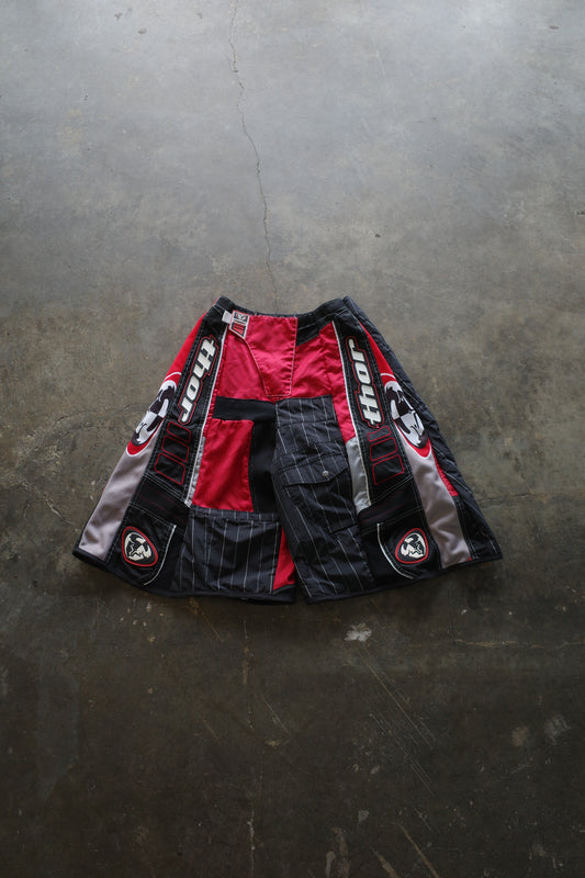 Motorcycle style Baggy Shorts (30)/made from vintage Thor motorcycle racing pants