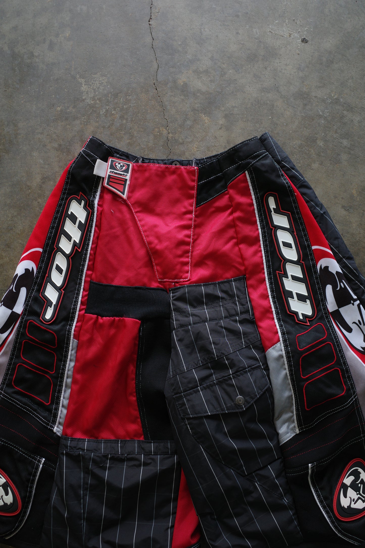 Motorcycle style Baggy Shorts (30)/made from vintage Thor motorcycle racing pants