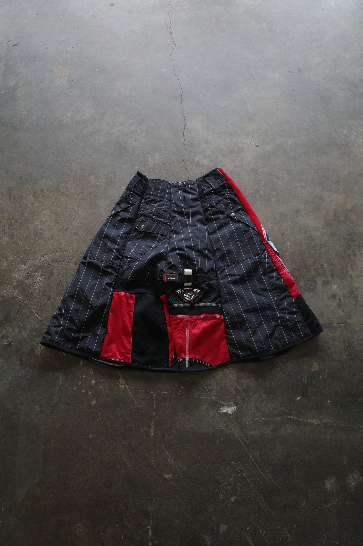 Motorcycle style Baggy Shorts (30)/made from vintage Thor motorcycle racing pants