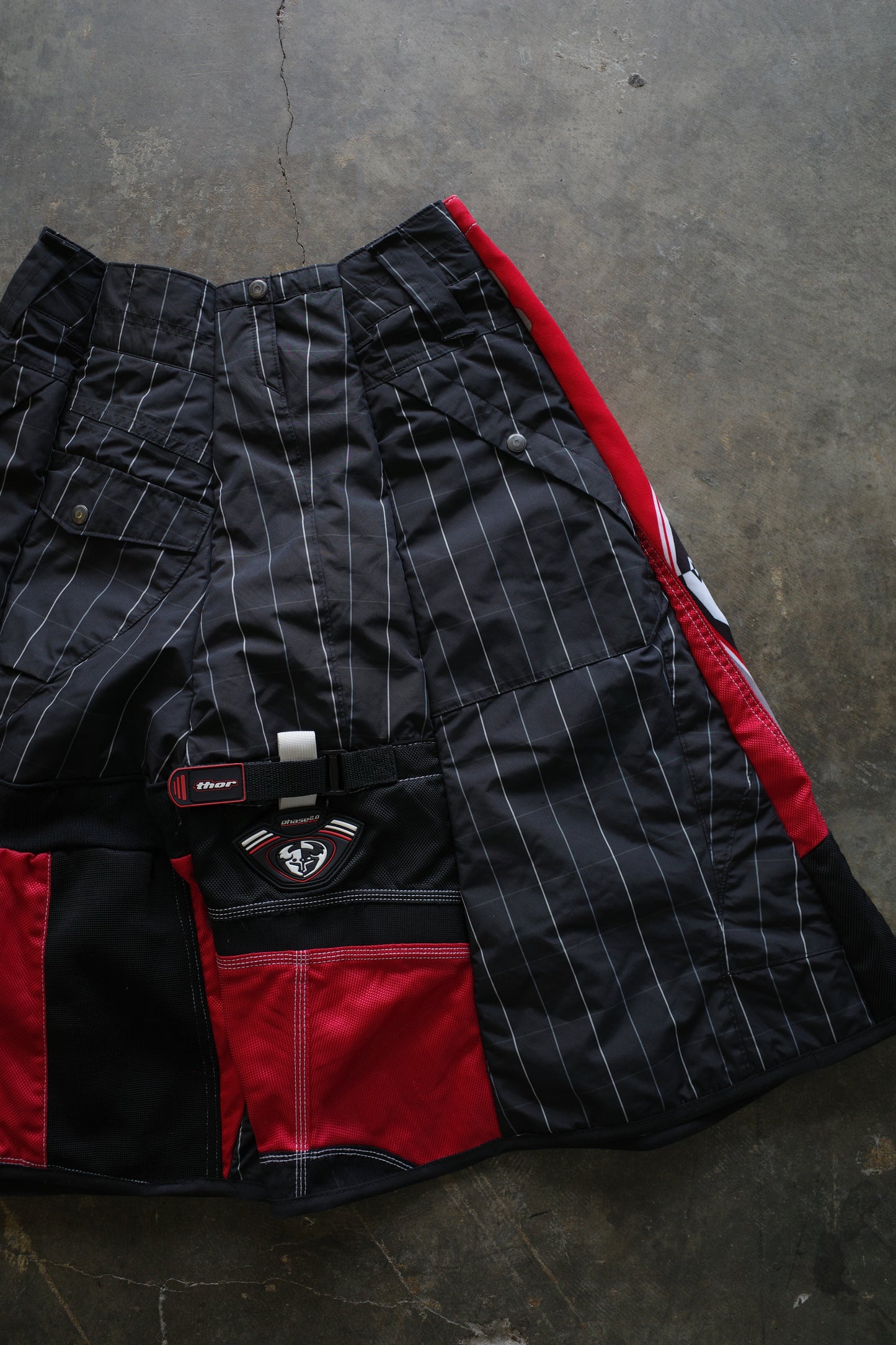 Motorcycle style Baggy Shorts (30)/made from vintage Thor motorcycle racing pants