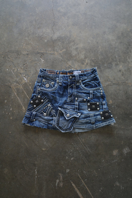 Denim Mini Skirt(L) made w vintage MISSME Y2K Jean