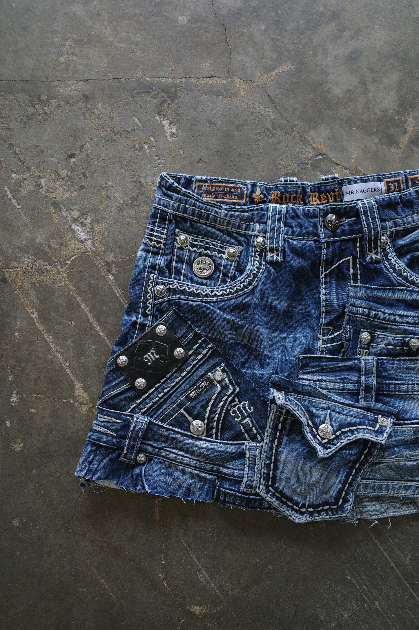 Denim Mini Skirt(L) made w vintage MISSME Y2K Jean