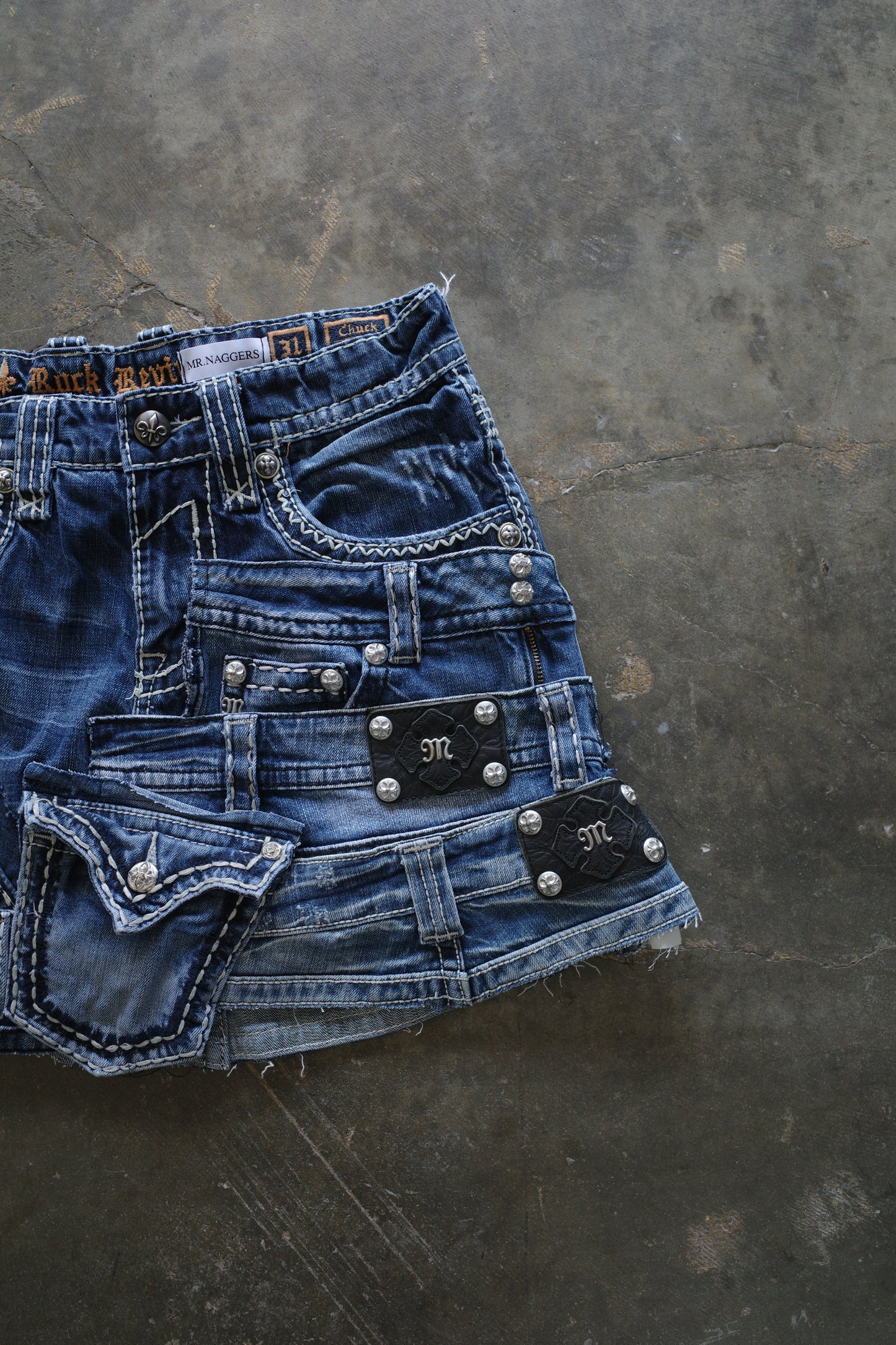 Denim Mini Skirt(L) made w vintage MISSME Y2K Jean