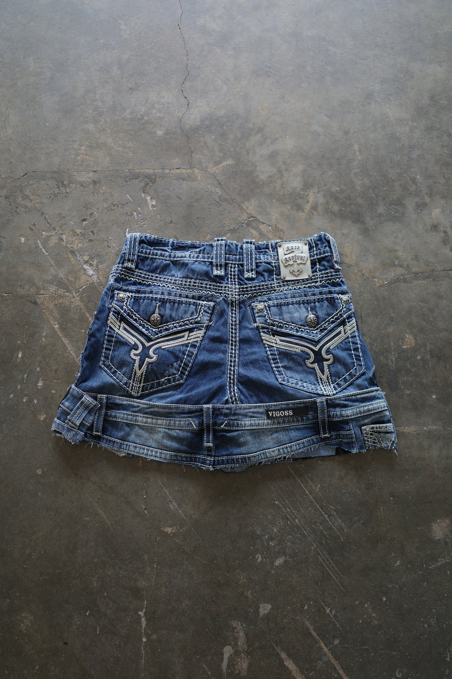 Denim Mini Skirt(L) made w vintage MISSME Y2K Jean