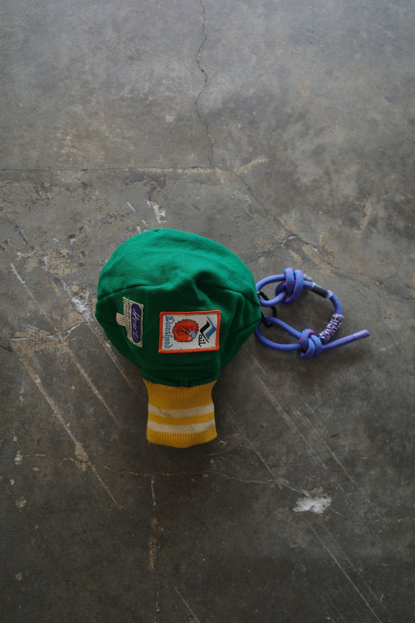 Ball Bag (L)made w vintage Varsity jacket w patches