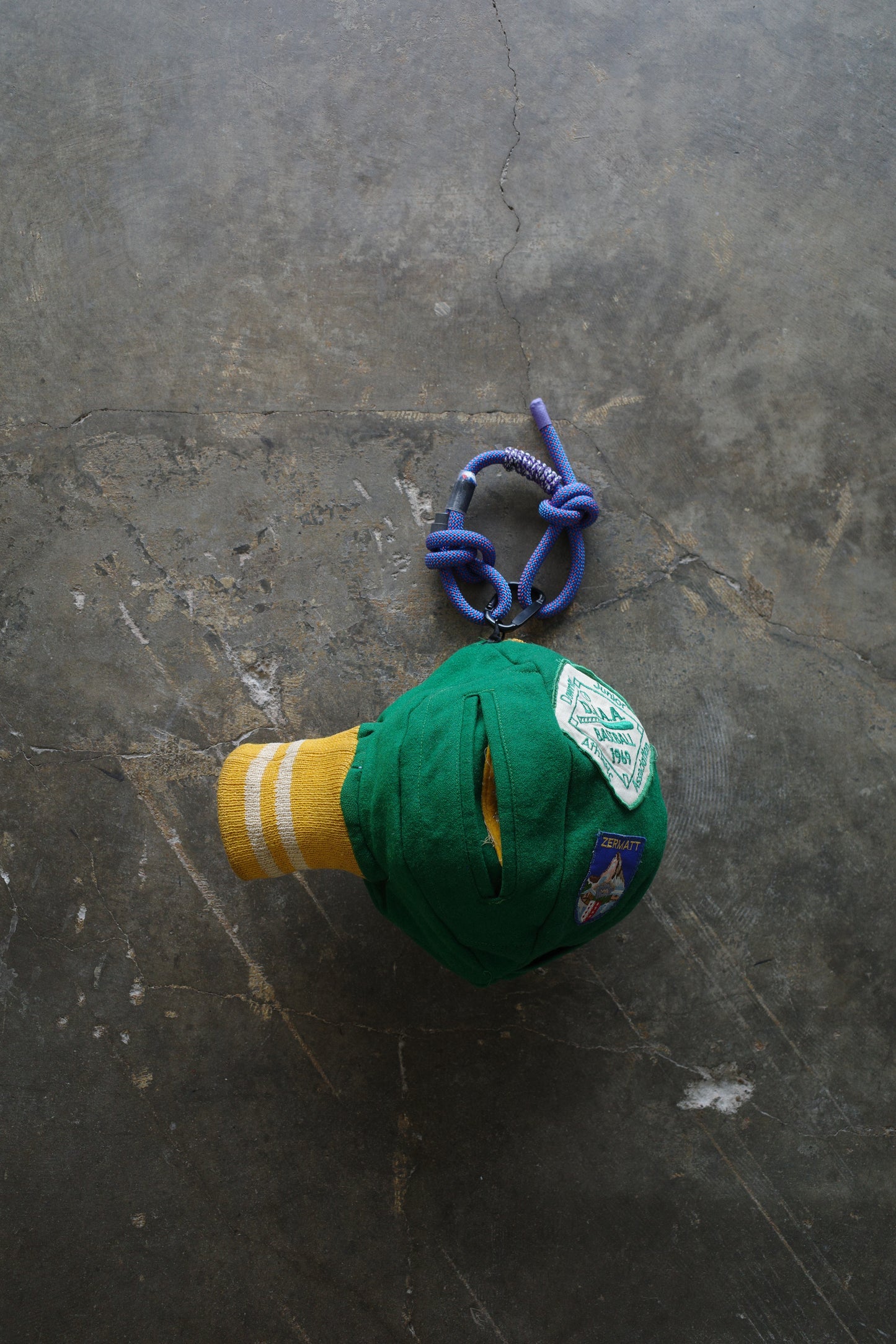 Ball Bag (L)made w vintage Varsity jacket w patches