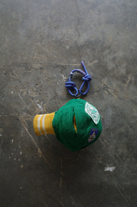 Ball Bag (L)made w vintage Varsity jacket w patches