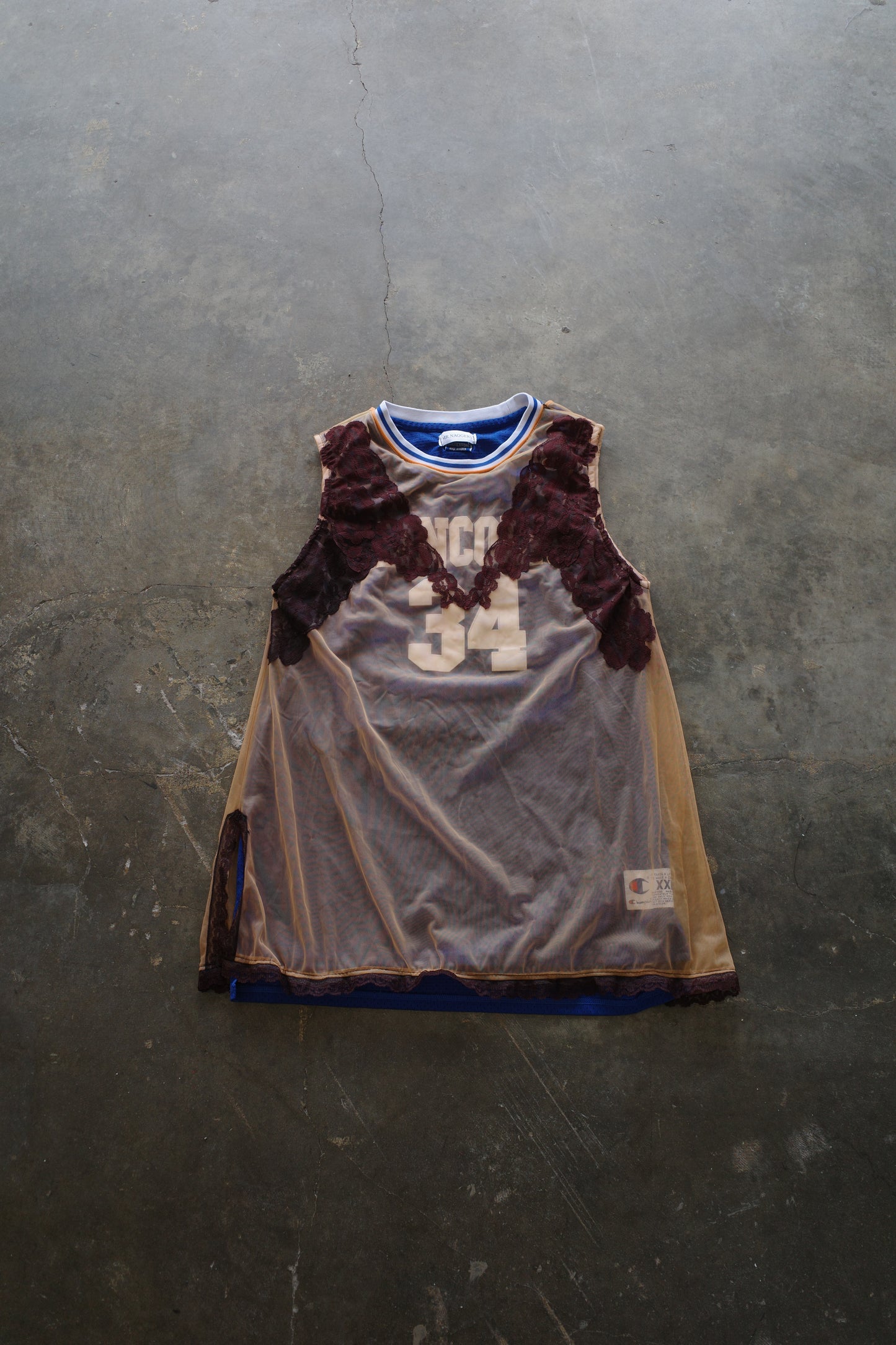 C&A top (*see actual)made with vintage Champion basketball gaming jerseys