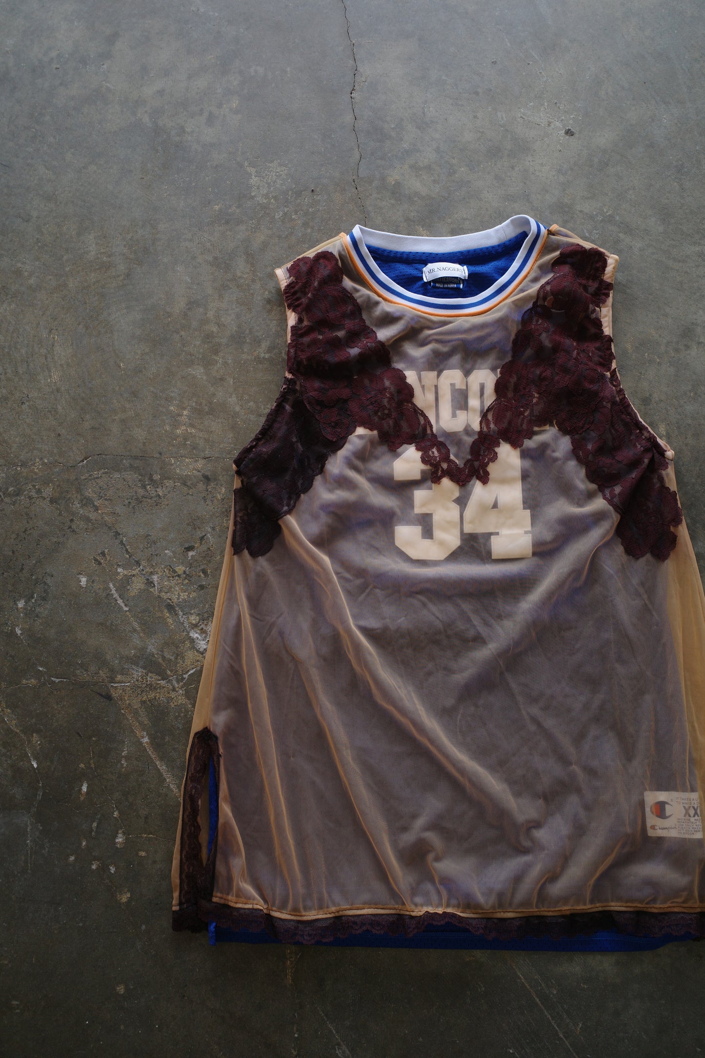 C&A top (*see actual)made with vintage Champion basketball gaming jerseys