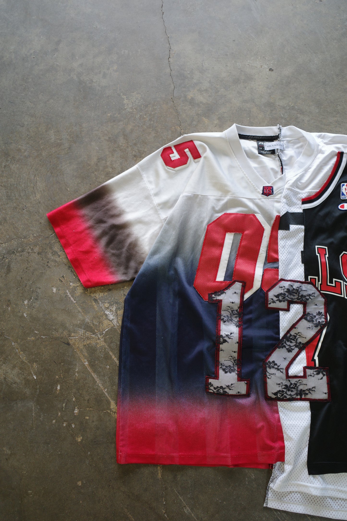 C&A top (*see actual)made with vintage pro sports jerseys and vintage FUBU shirt