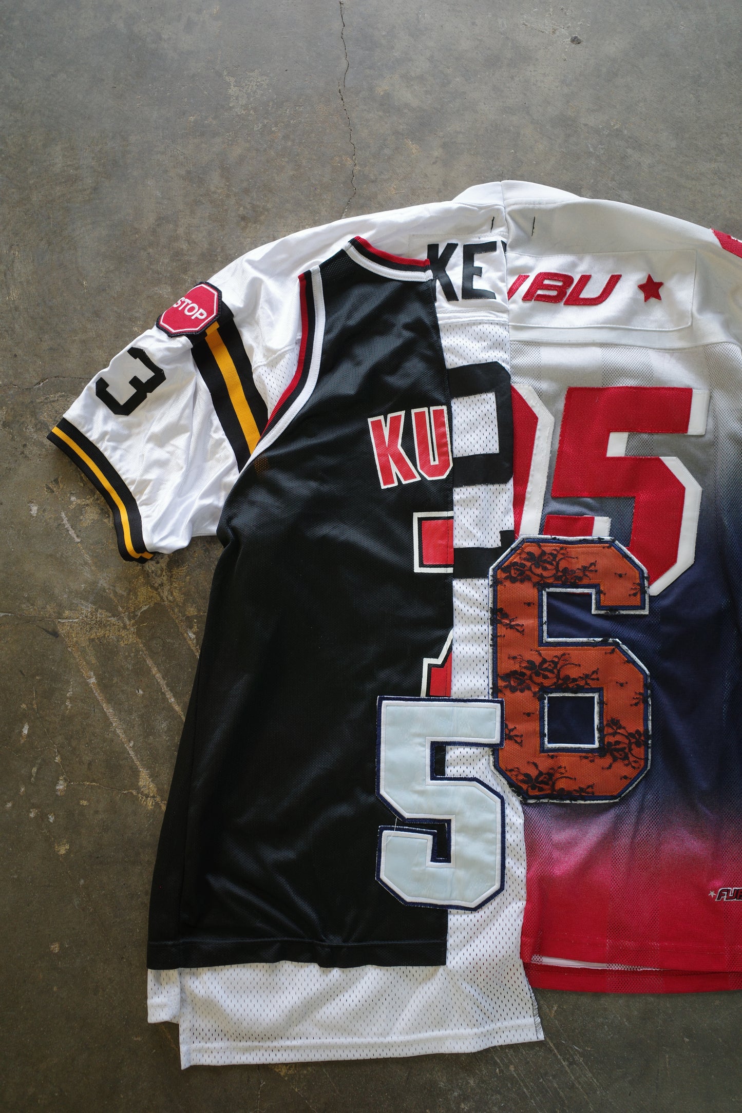 C&A top (*see actual)made with vintage pro sports jerseys and vintage FUBU shirt