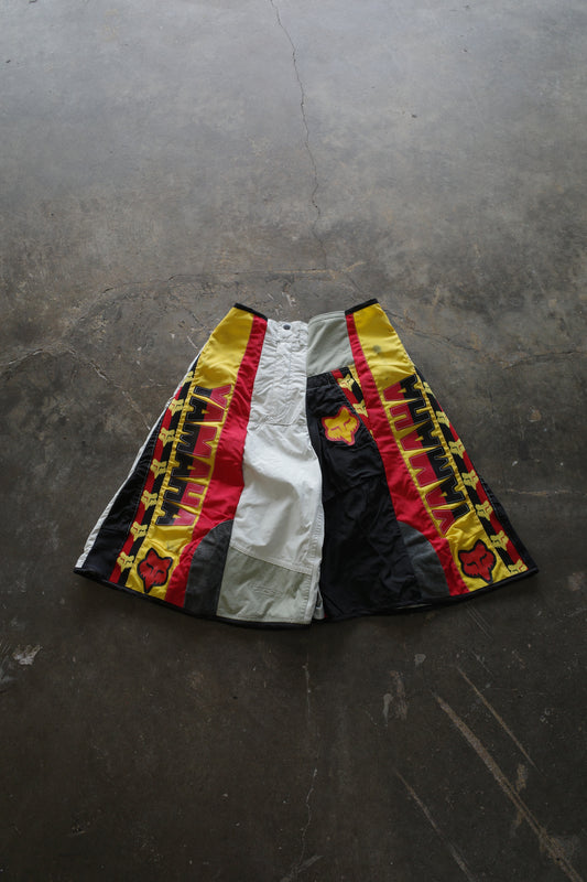 Motorcycle style Baggy Shorts (30)/made from vintage YAMAHA & FOX motorcycle racing pants w NIKE ACG SKI pants