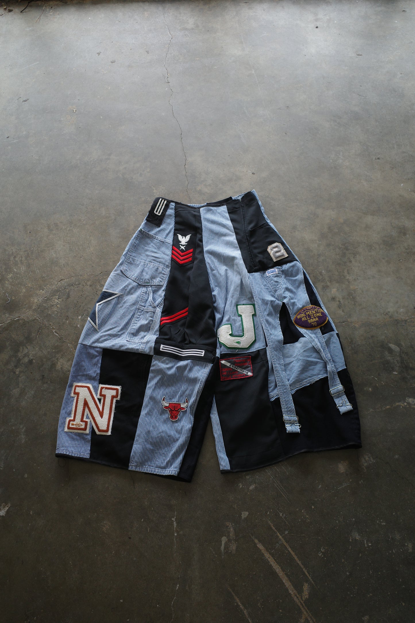 Wide Legged Patched Pants(L) /  made with vintage US.NAVY ISSUES wool fabric