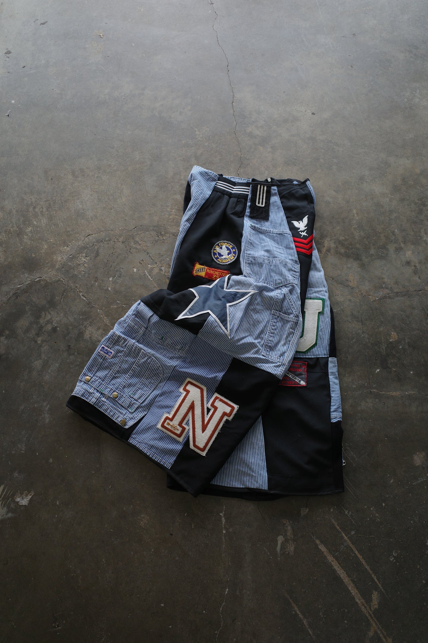 Wide Legged Patched Pants(L) /  made with vintage US.NAVY ISSUES wool fabric