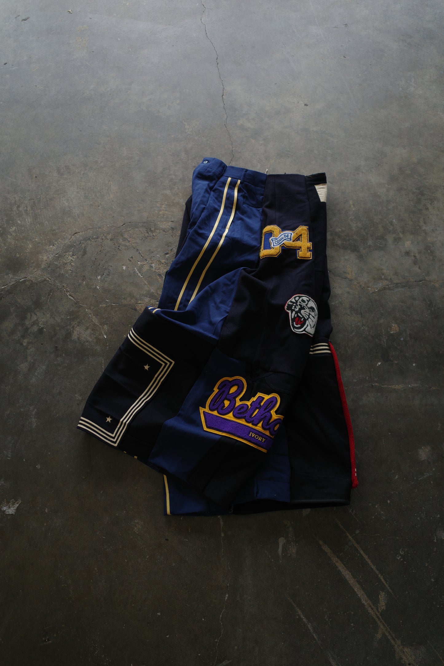 Wide Legged Patched Pants(L) /  made with vintage US.NAVY ISSUES wool fabric