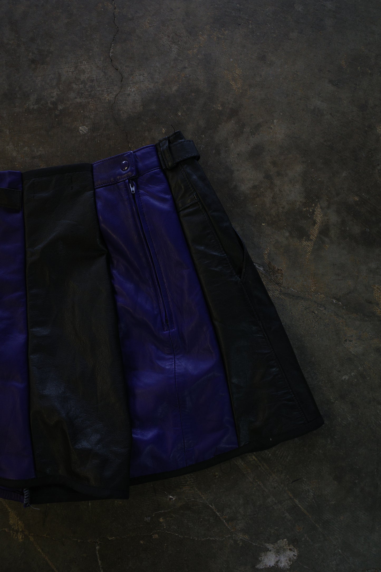 "The MR.Shorts"made with vintage Leather biker jacket & 3R. original leather patch