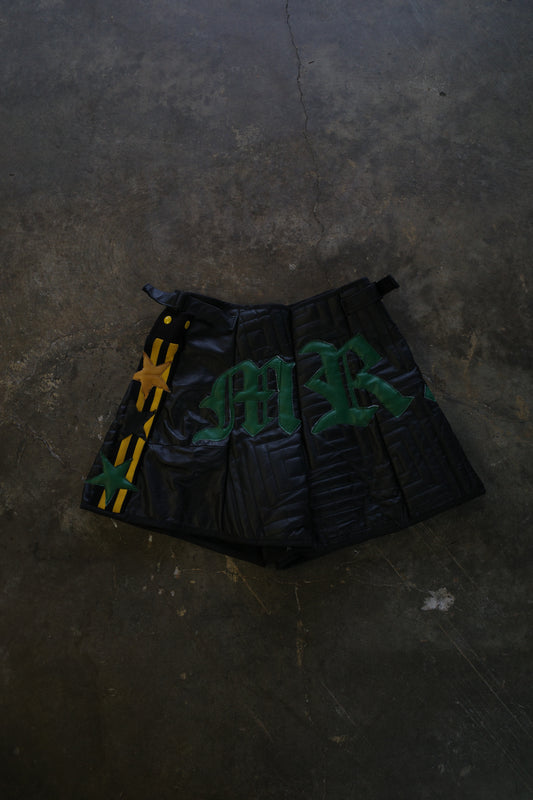 "The MR.Shorts"made with vintage Leather biker jacket & 3R. original leather patch
