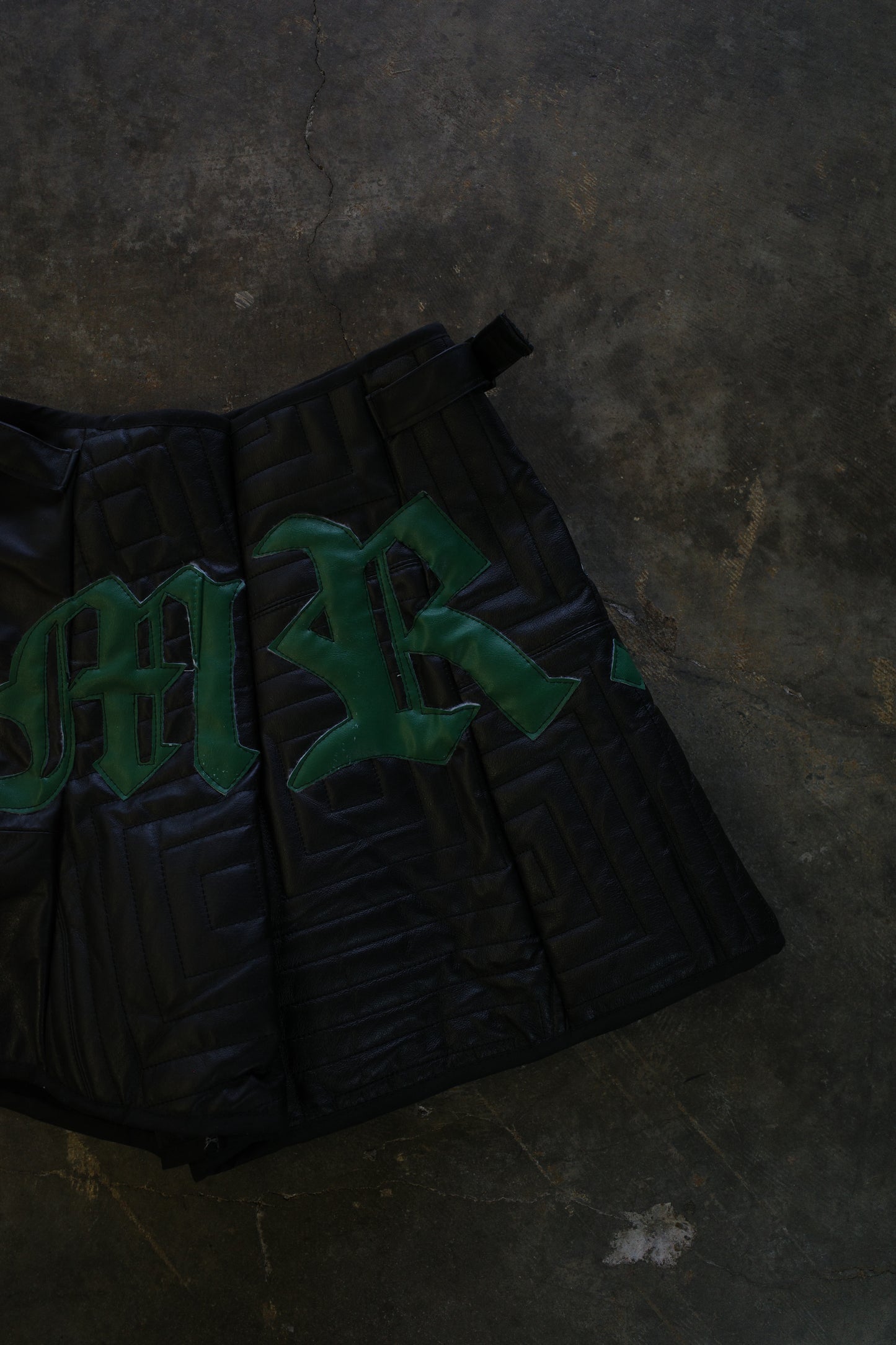 "The MR.Shorts"made with vintage Leather biker jacket & 3R. original leather patch