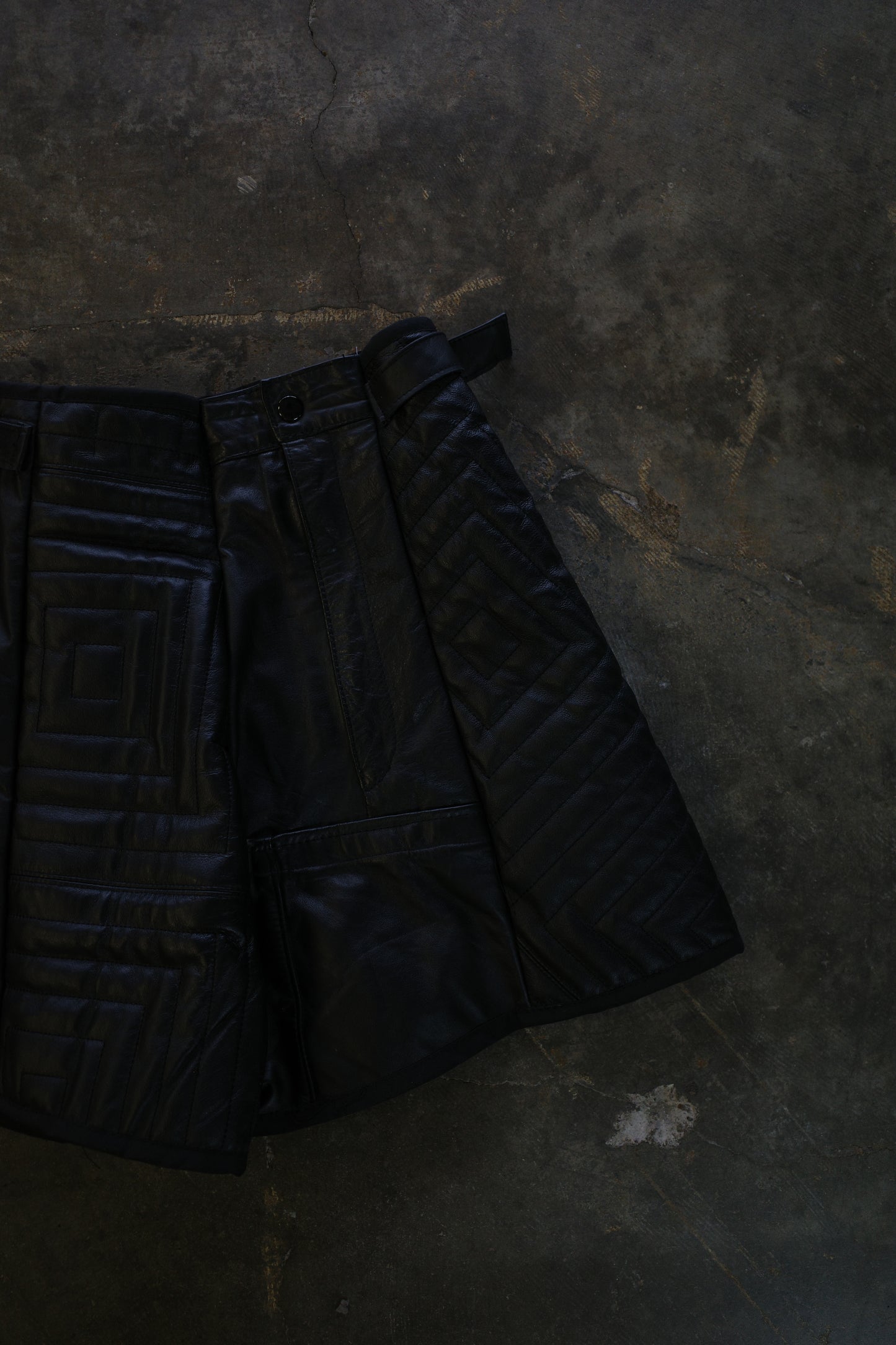 "The MR.Shorts"made with vintage Leather biker jacket & 3R. original leather patch