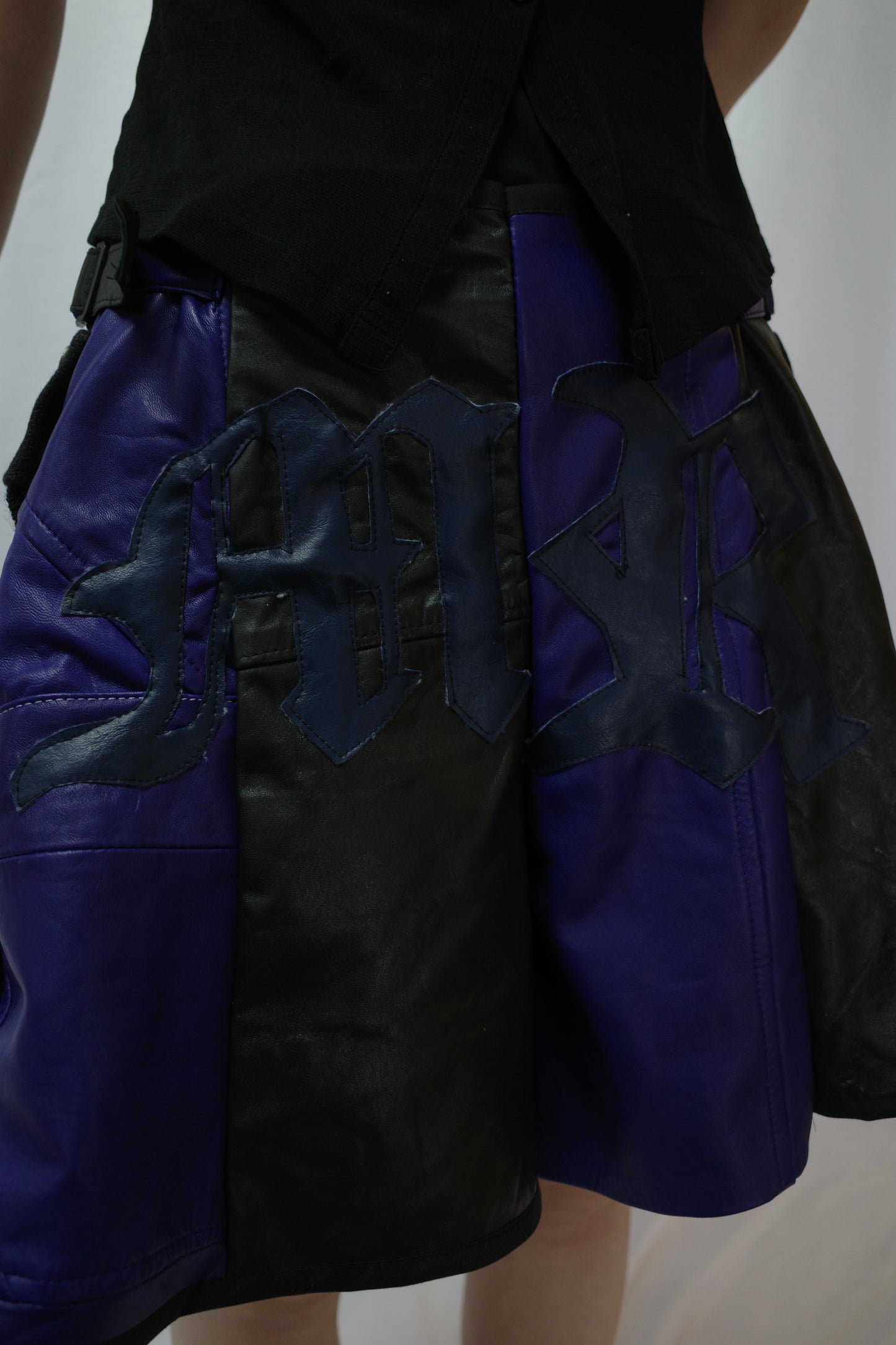 "The MR.Shorts"made with vintage Leather biker jacket & 3R. original leather patch