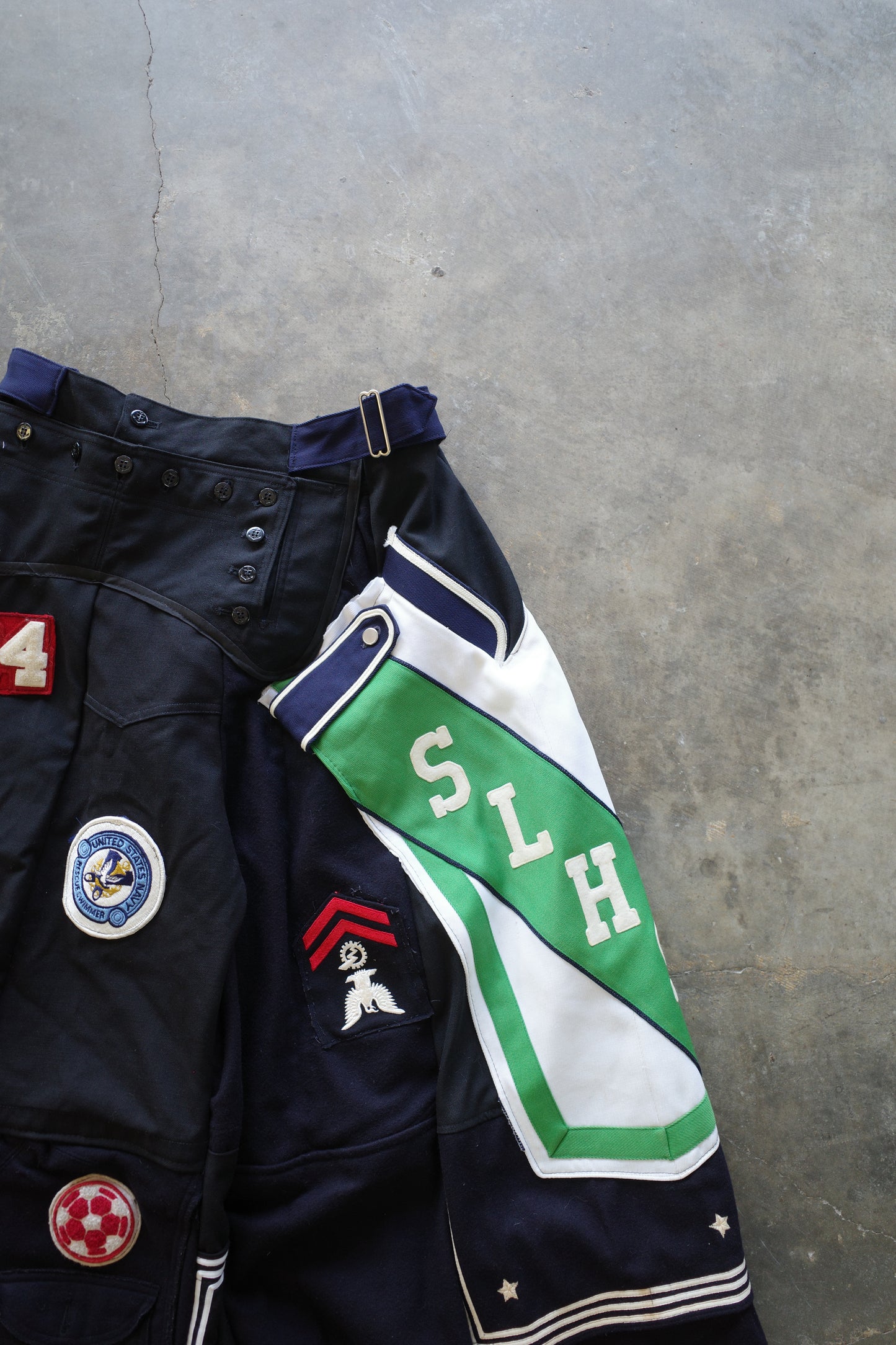 Wide Legged Patched Pants(L) /  made with vintage US.NAVY ISSUES wool fabric
