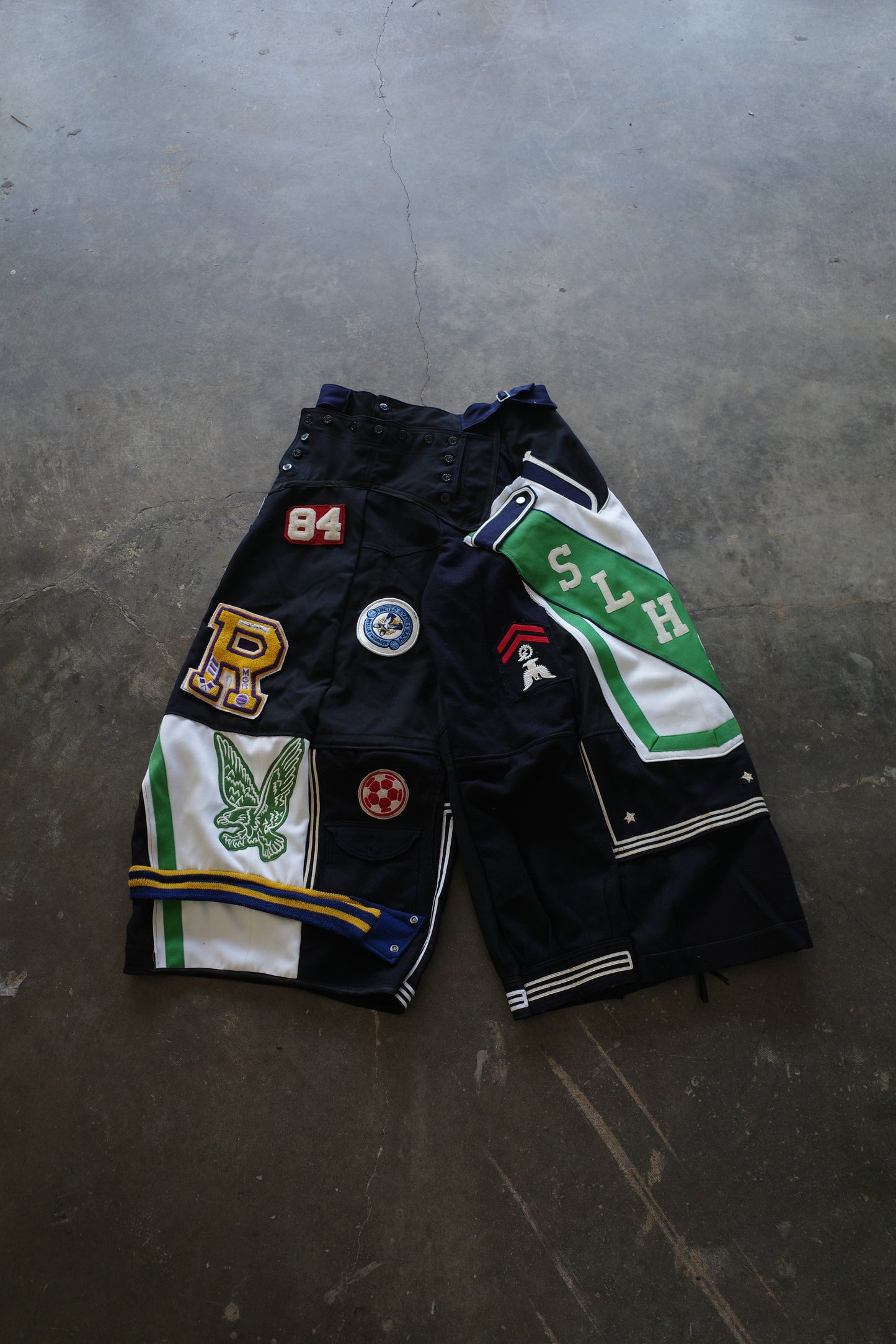 Wide Legged Patched Pants(L) /  made with vintage US.NAVY ISSUES wool fabric