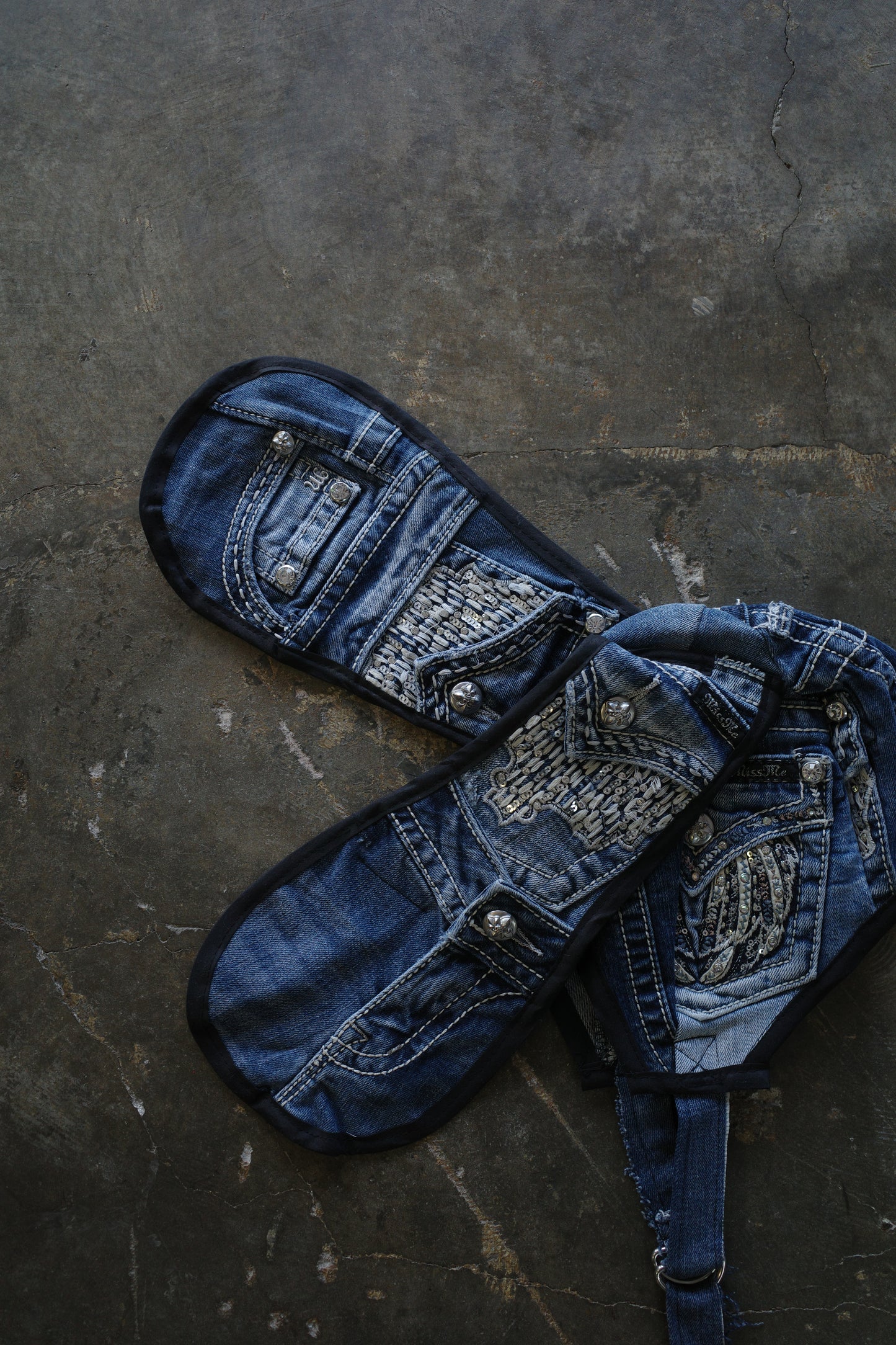 nag nag Bunny Ear Hat made with vintage Y2K MISS ME denim jean pants