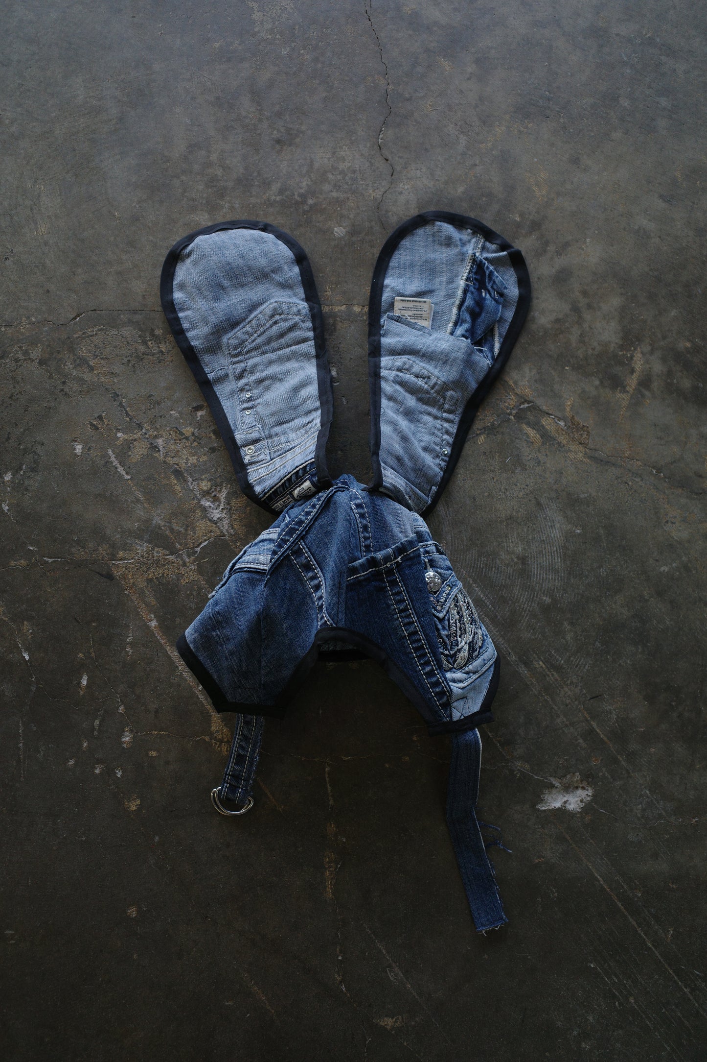 nag nag Bunny Ear Hat made with vintage Y2K MISS ME denim jean pants
