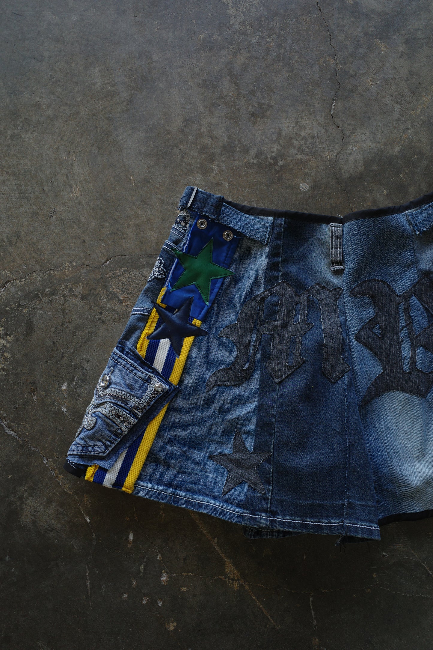 "The MR.Shorts"made with vintage stripe shirt & 3R. original  patch