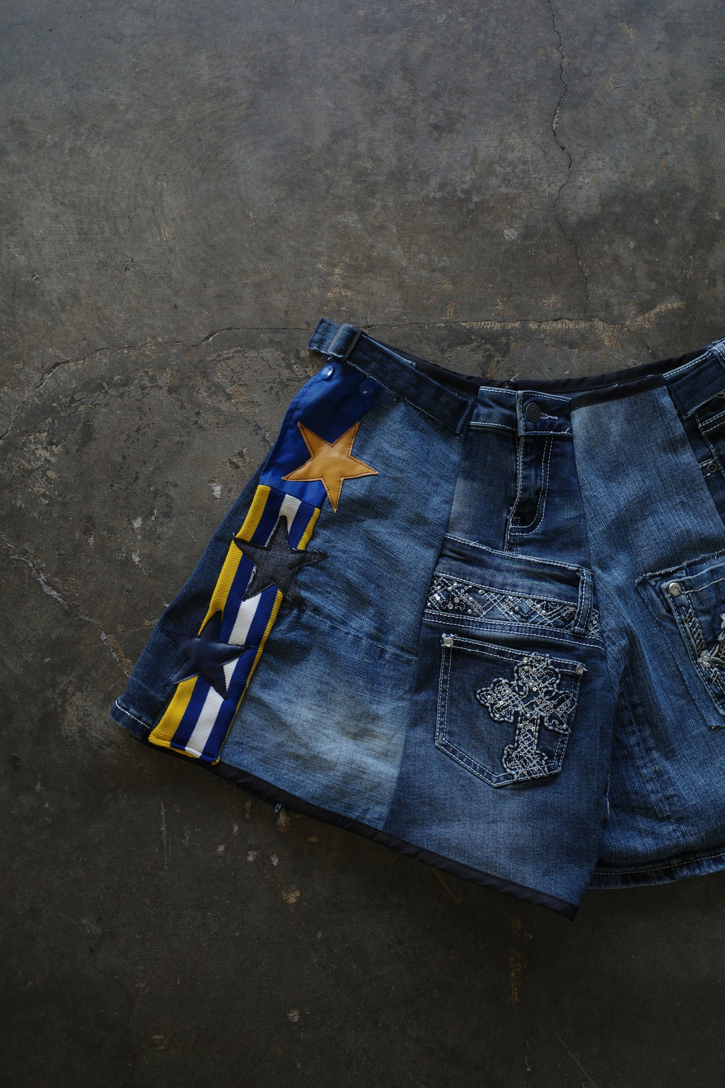 "The MR.Shorts"made with vintage stripe shirt & 3R. original  patch