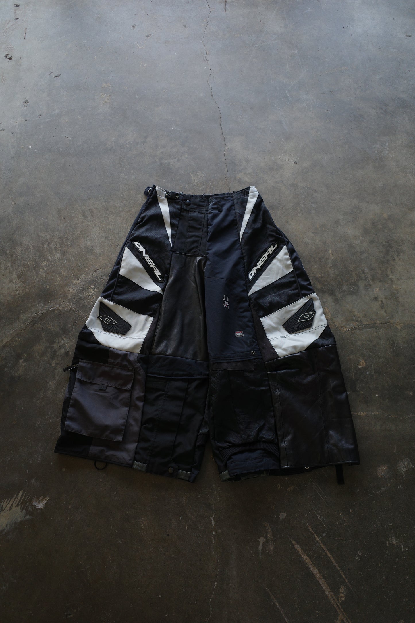 Wide Legged nag nag Pants(L)/made with vintage ONEAL racing pants w leather trims