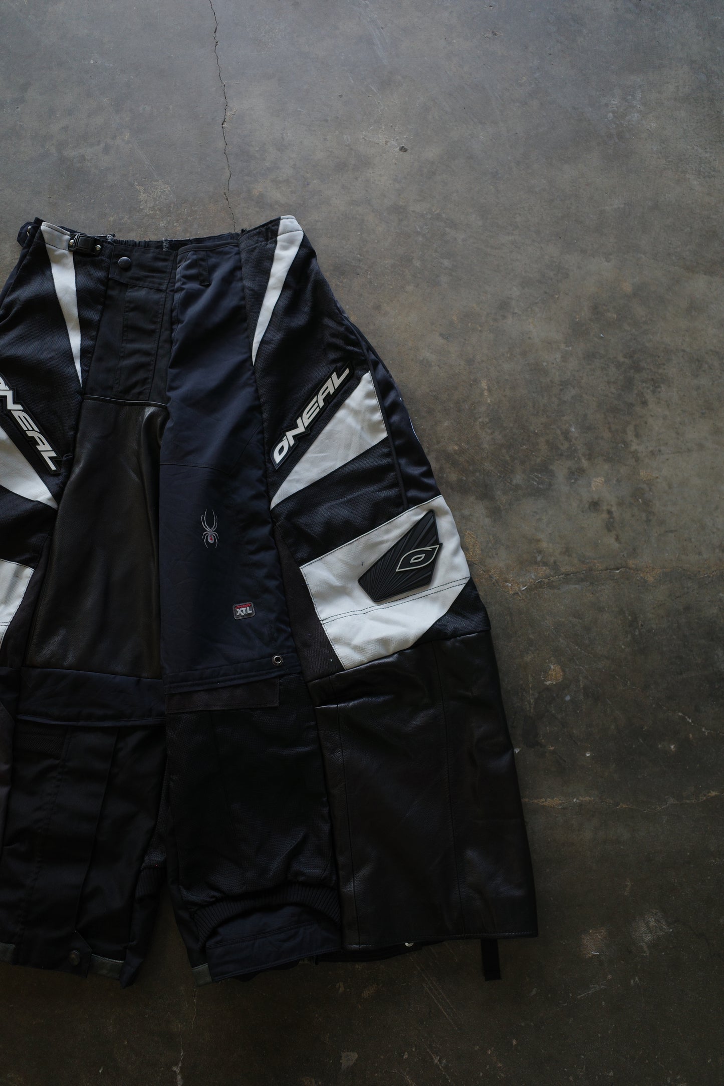 Wide Legged nag nag Pants(L)/made with vintage ONEAL racing pants w leather trims