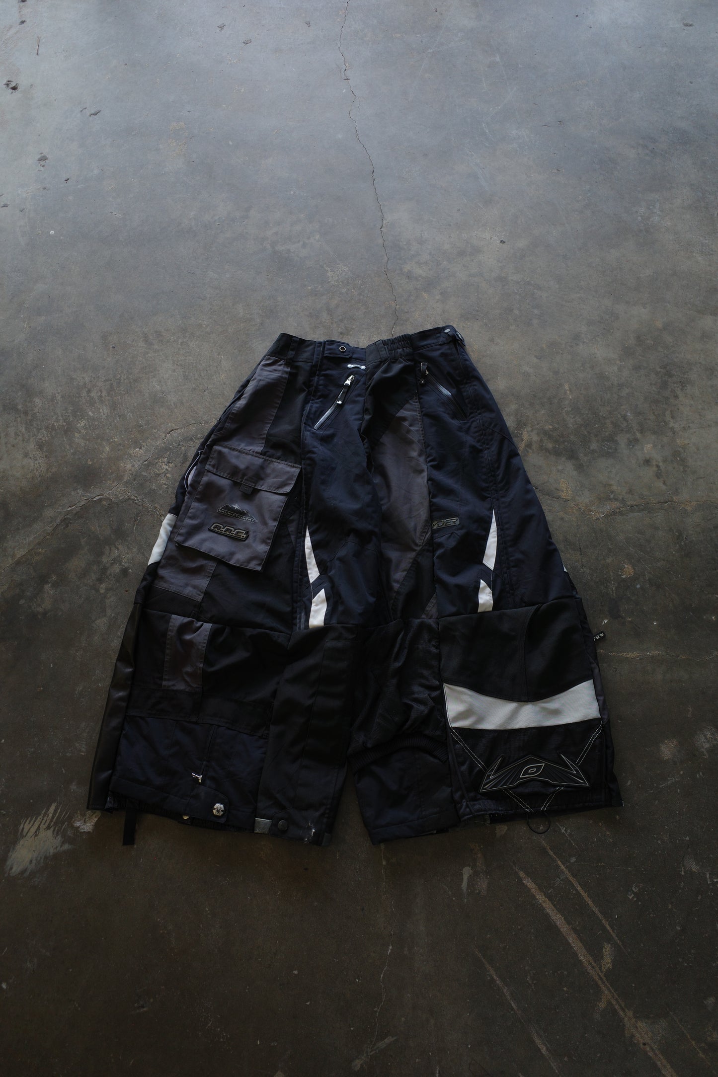 Wide Legged nag nag Pants(L)/made with vintage ONEAL racing pants w leather trims