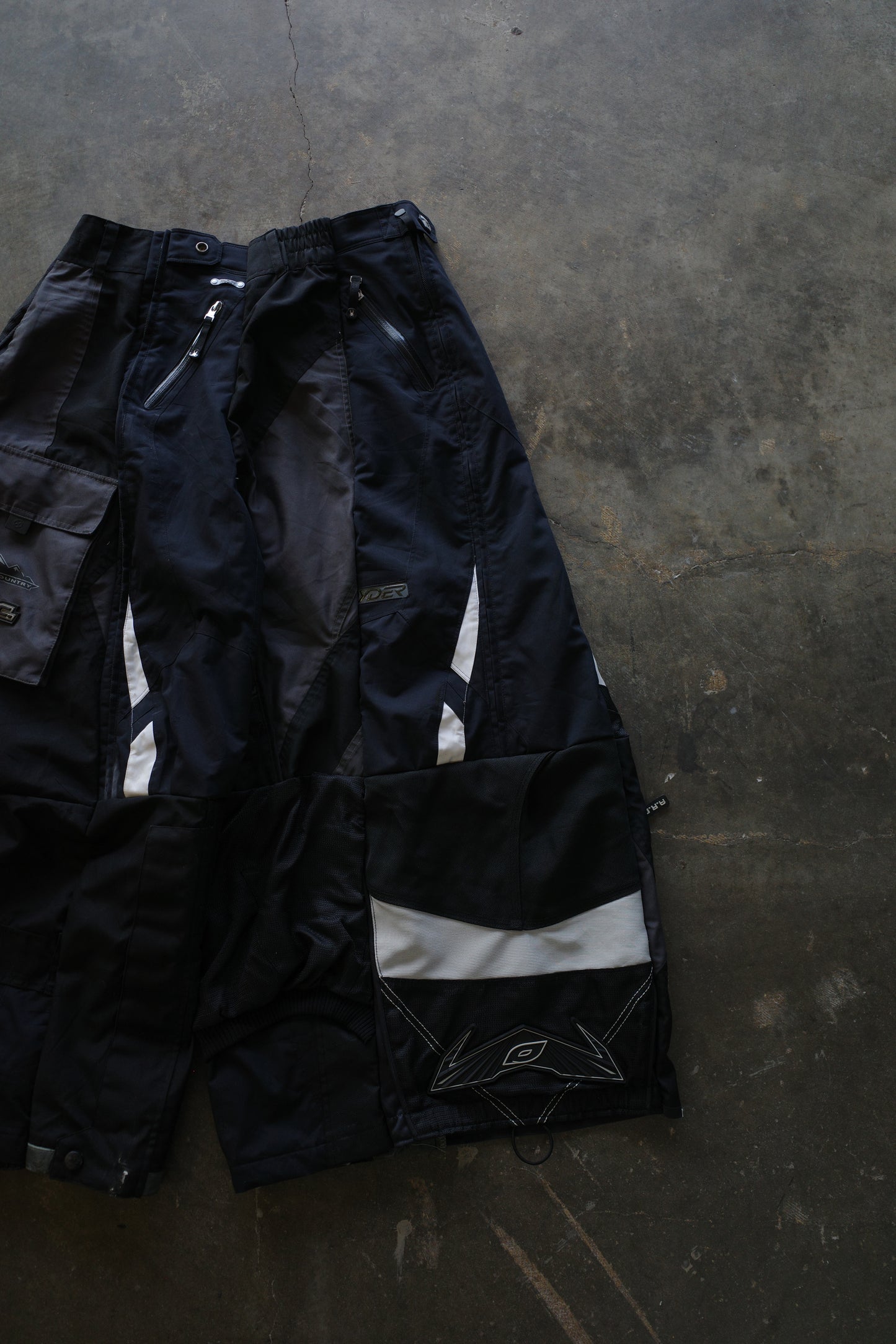 Wide Legged nag nag Pants(L)/made with vintage ONEAL racing pants w leather trims