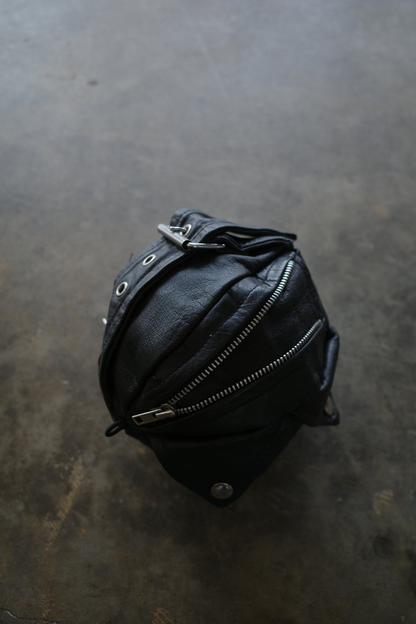 Ball Bag (S)made w vintage Yellow Leather biker jacket