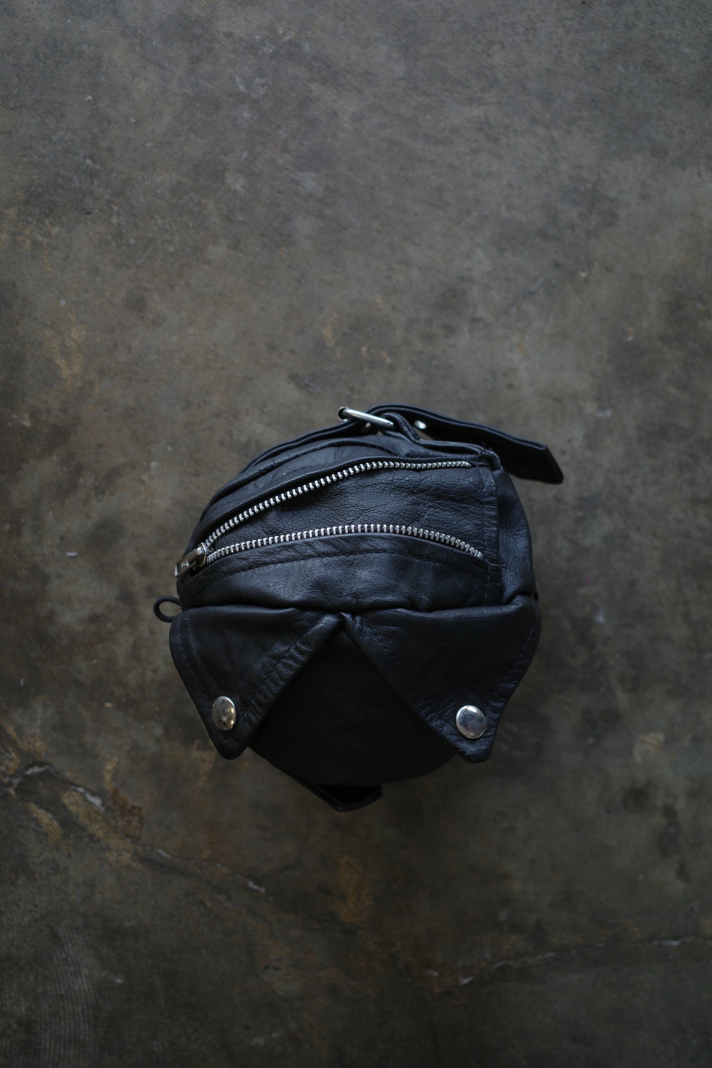 Ball Bag (S)made w vintage Yellow Leather biker jacket
