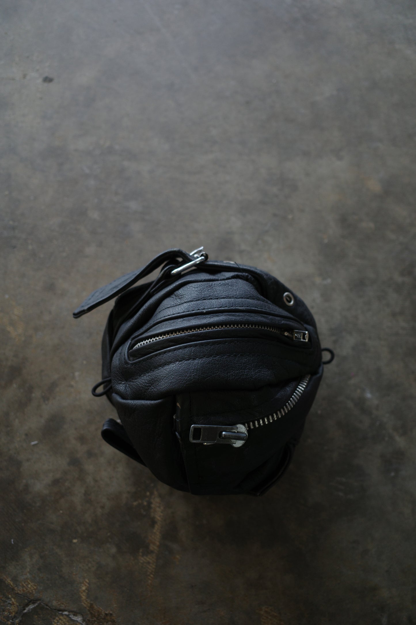 Ball Bag (S)made w vintage Yellow Leather biker jacket