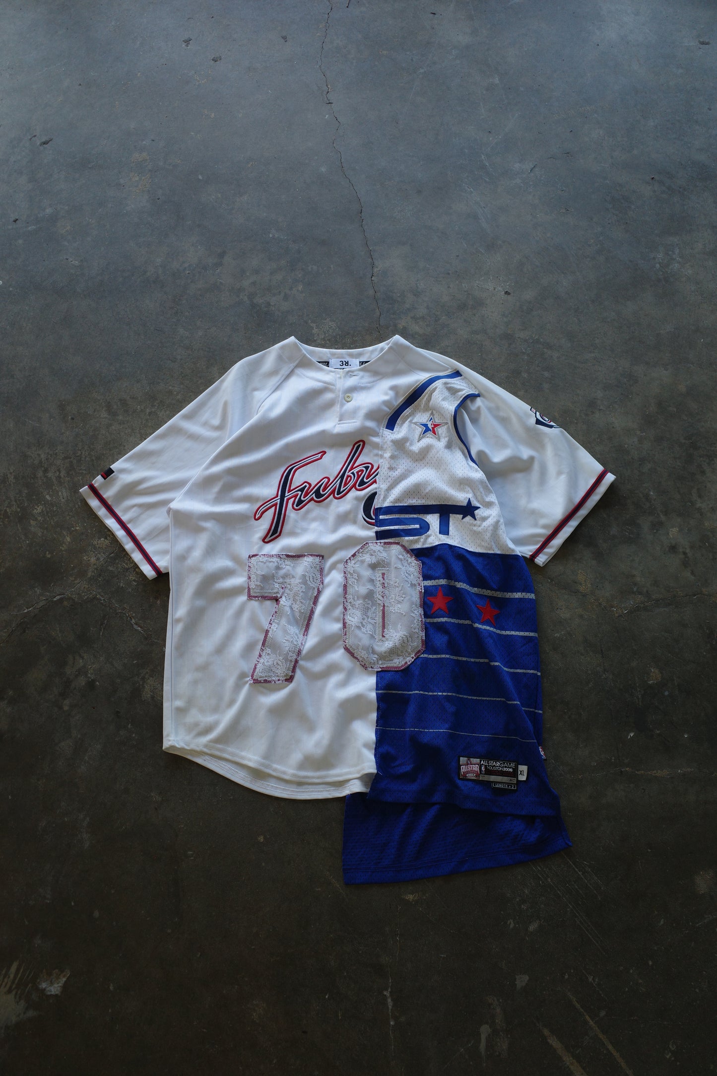 C&A top (*see actual)made with vintage Fubu Jerseys and more