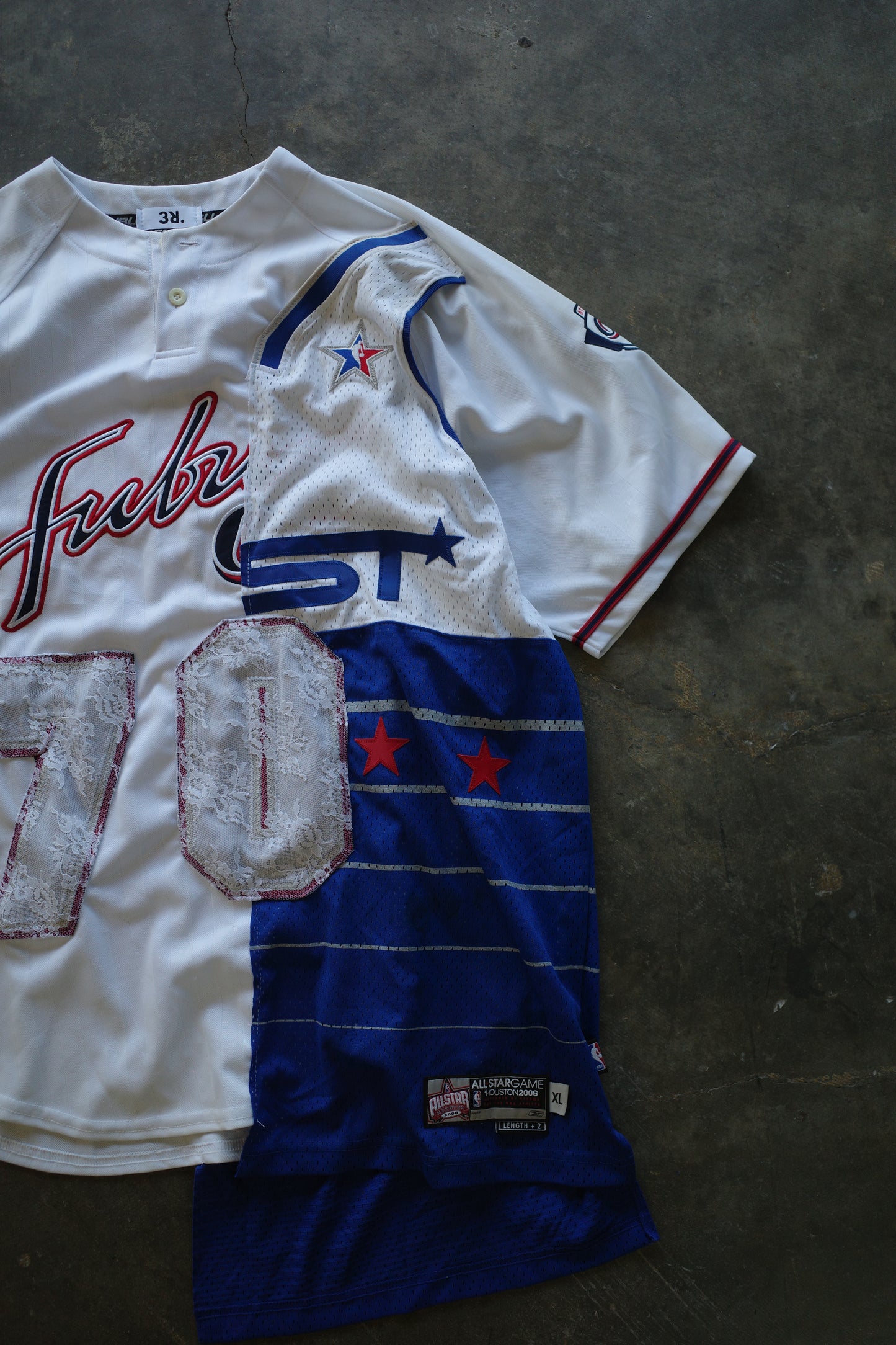 C&A top (*see actual)made with vintage Fubu Jerseys and more