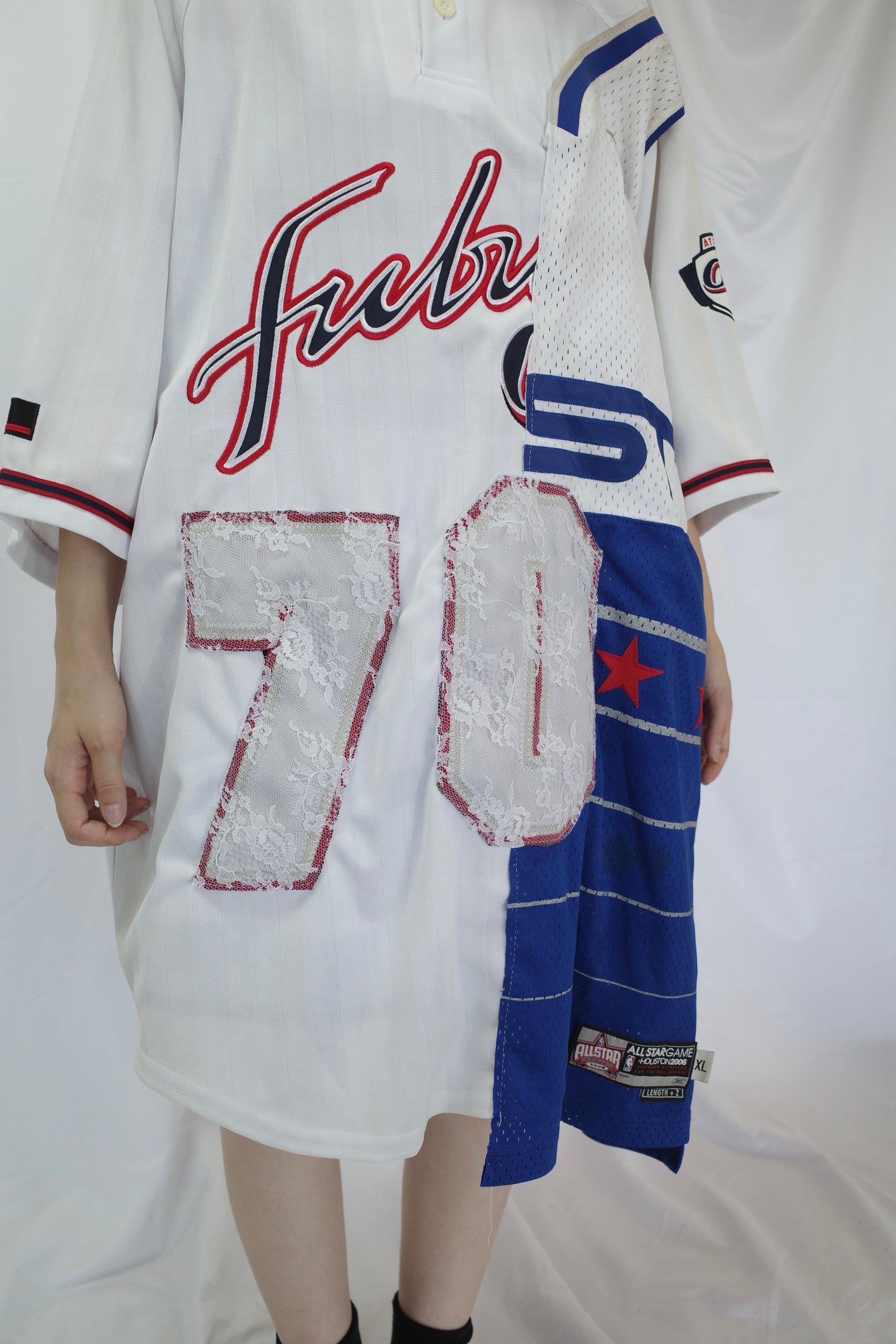 C&A top (*see actual)made with vintage Fubu Jerseys and more