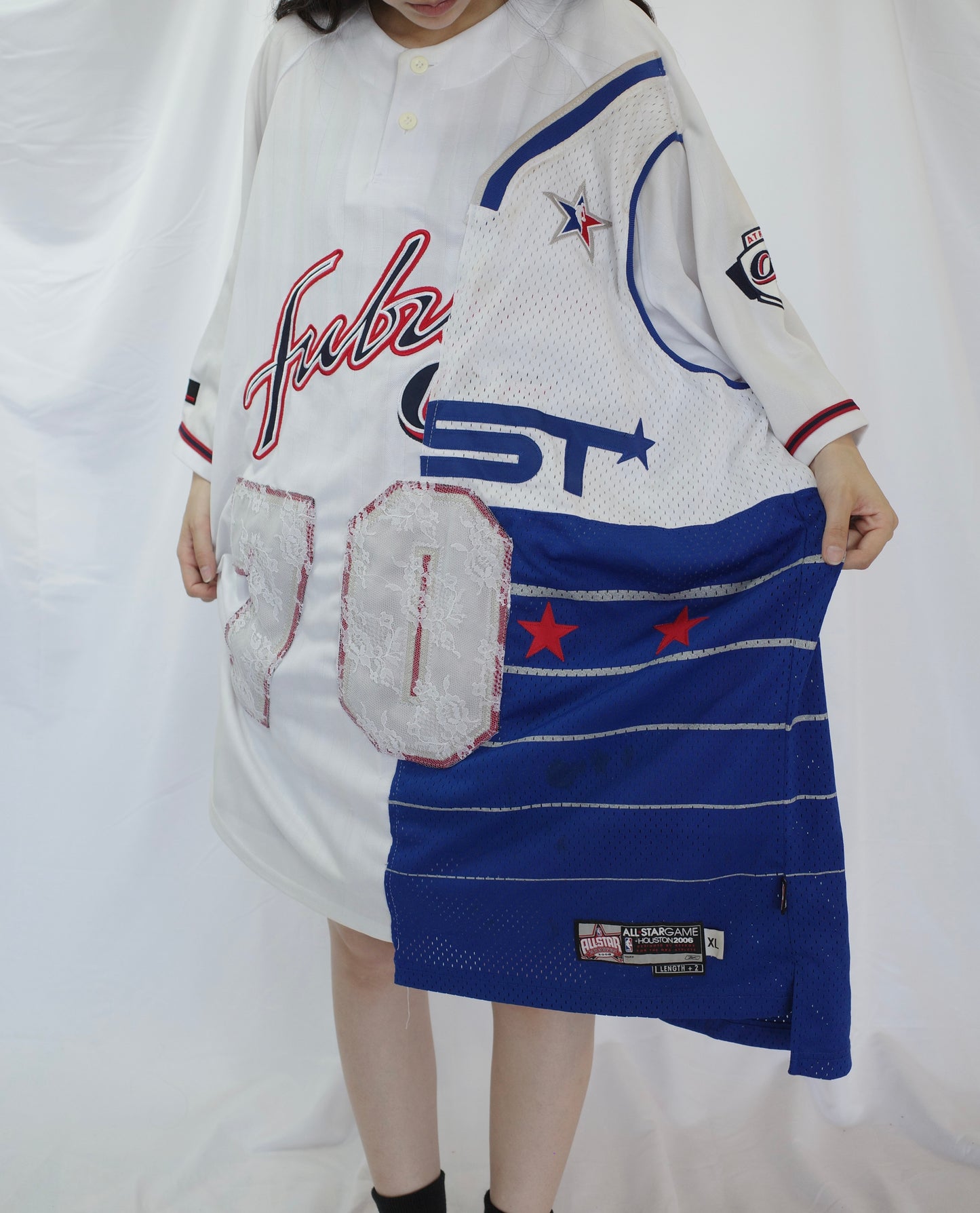 C&A top (*see actual)made with vintage Fubu Jerseys and more