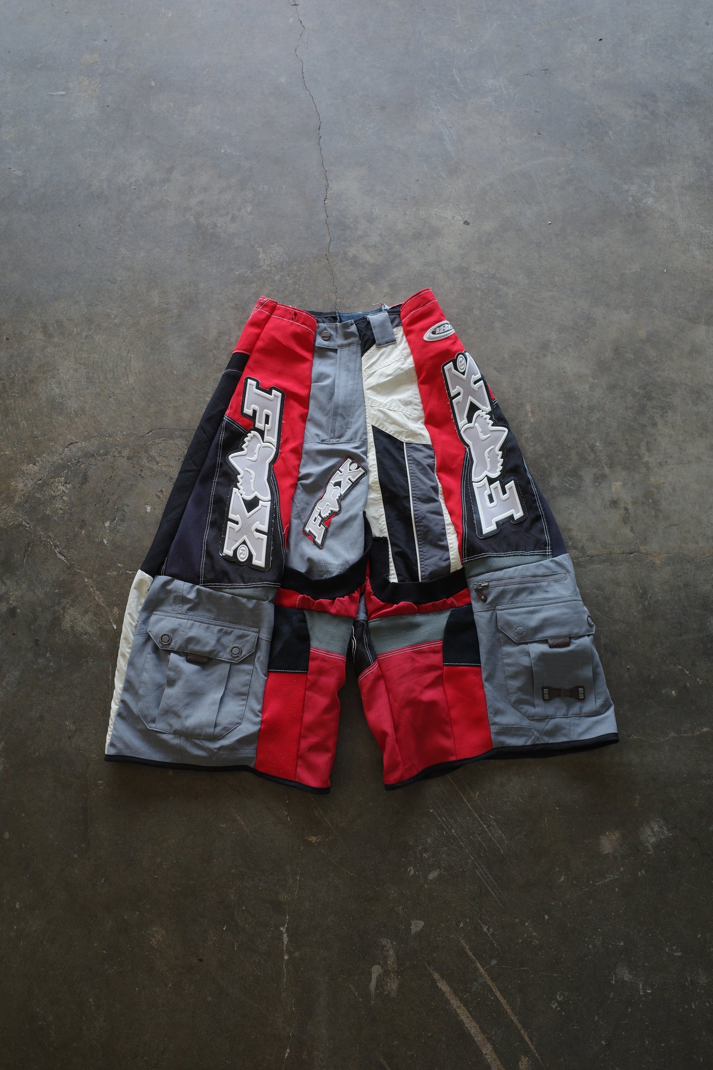 Wide Legged Patched Pants(30S) /  made with vintage FOX motorcycle jacket