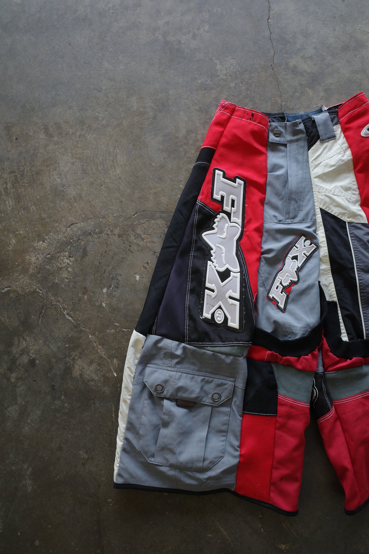 Wide Legged Patched Pants(30S) /  made with vintage FOX motorcycle jacket