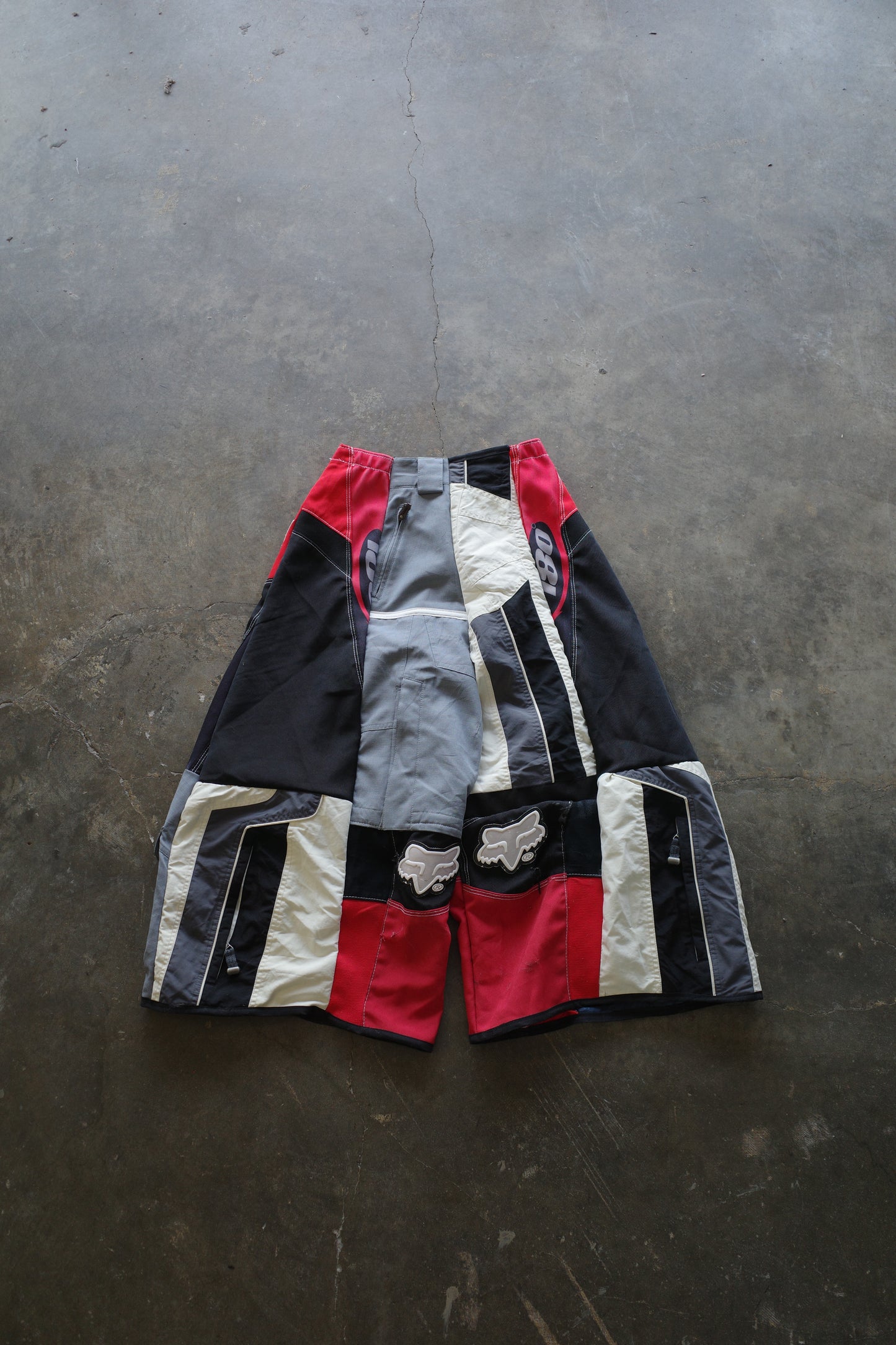 Wide Legged Patched Pants(30S) /  made with vintage FOX motorcycle jacket