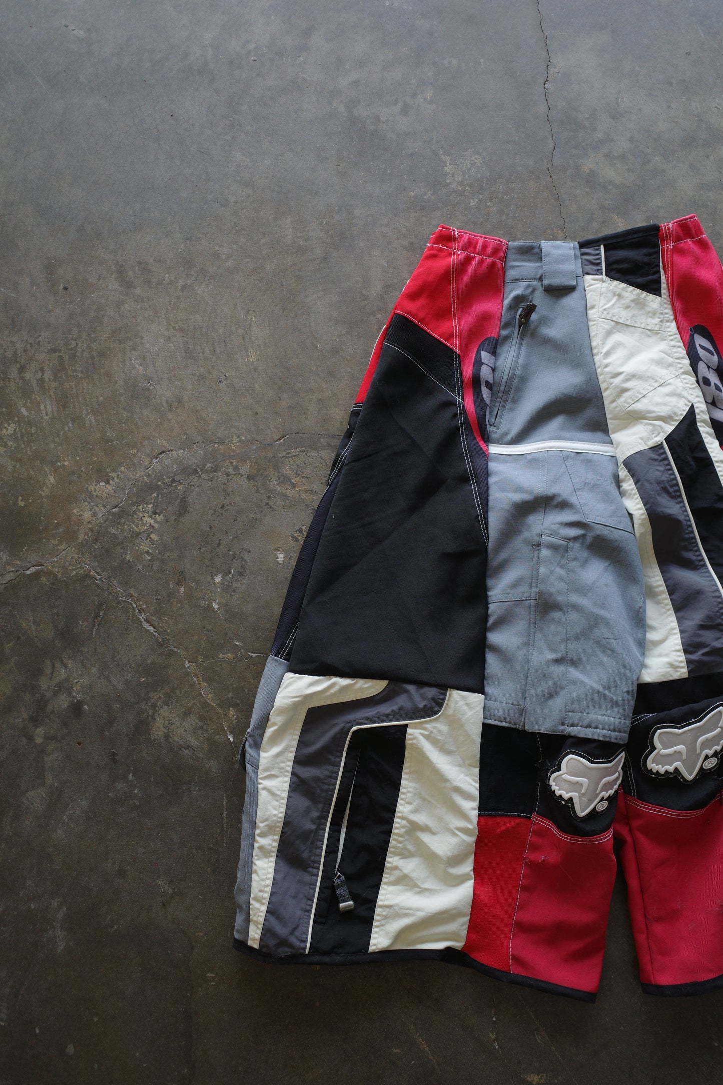 Wide Legged Patched Pants(30S) /  made with vintage FOX motorcycle jacket