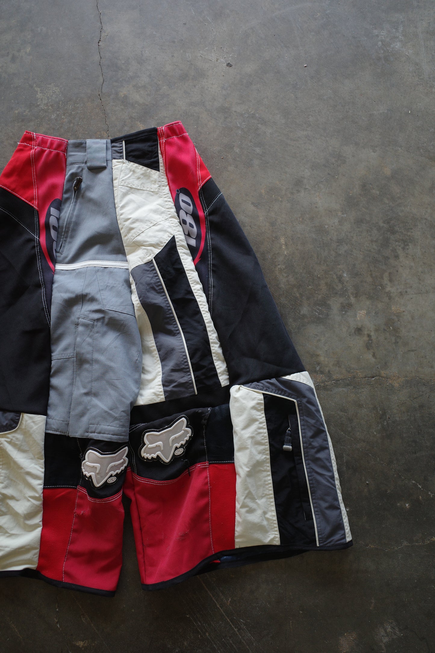 Wide Legged Patched Pants(30S) /  made with vintage FOX motorcycle jacket