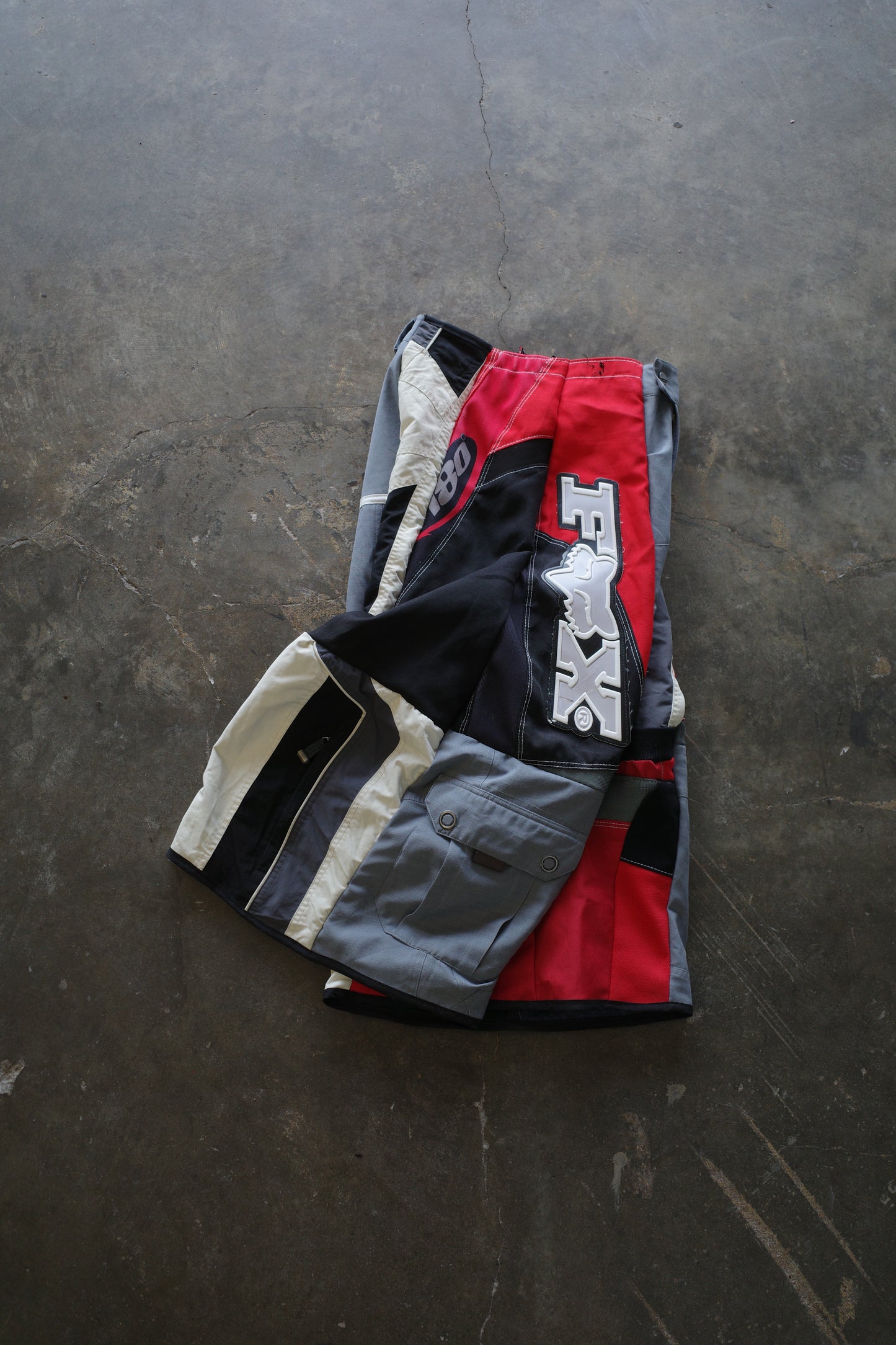 Wide Legged Patched Pants(30S) /  made with vintage FOX motorcycle jacket
