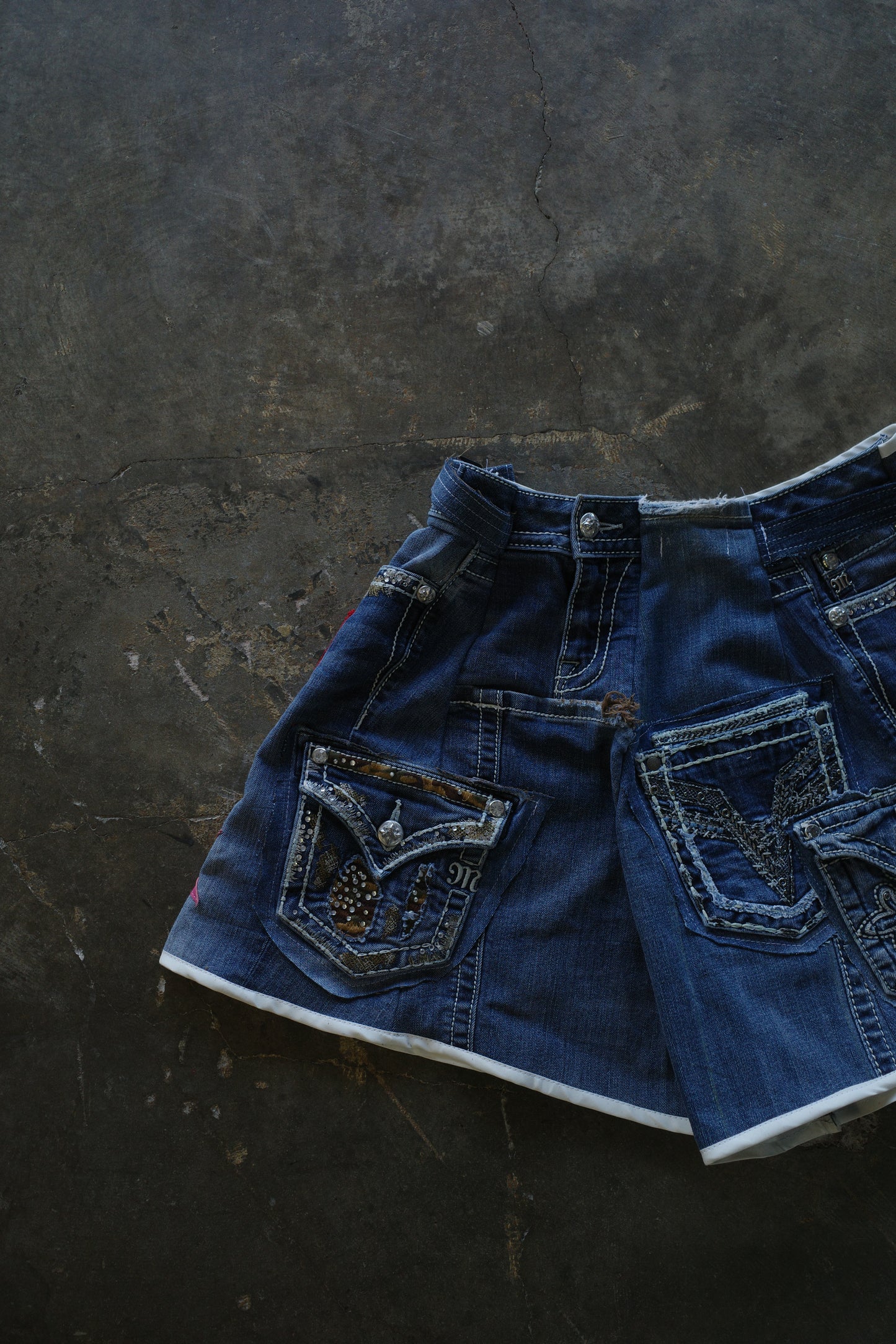 "The MR.Shorts"(w28-30)made with vintage y2k jean & 3R. original leather patch