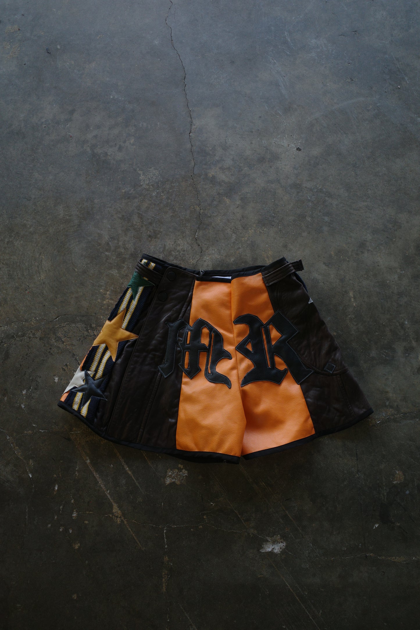"The MR.Shorts"(w28-30)made with vintage Leather jacket& 3R. original leather patch